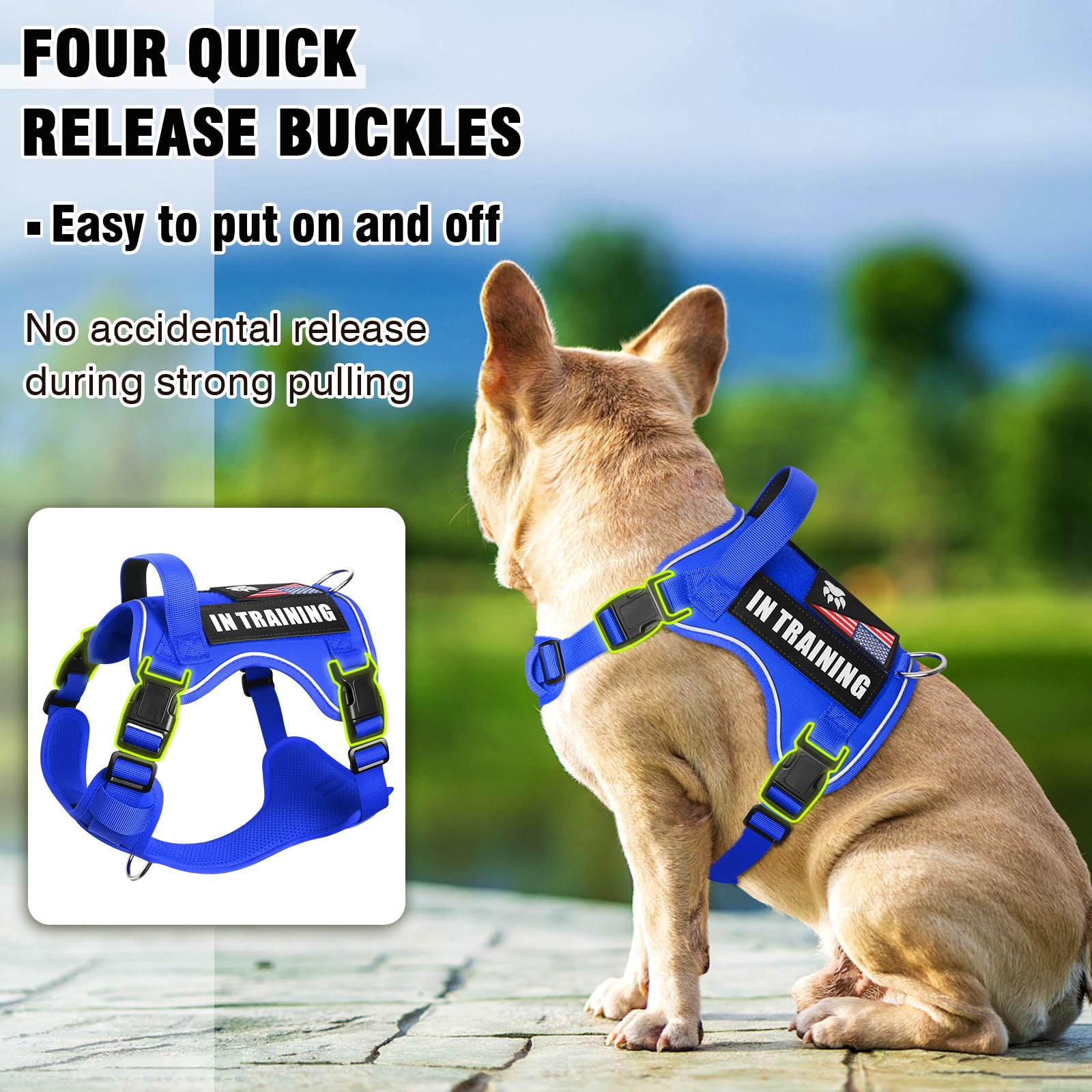 Winsee Service Dog In Training Harness With 5 Pcs Patches, Reflective Tactical Dog Vest Harness, Adjustable Soft Oxford Pet Harn