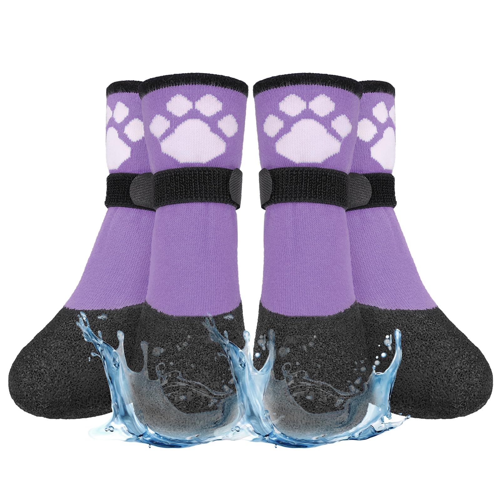 Beautyzoo Anti Slip Dog Socks Boots, Dog Shoes For Hot/Cold Pavement Snow Rain Days,Waterproof Grip Dog Booties Paw Protector Fo