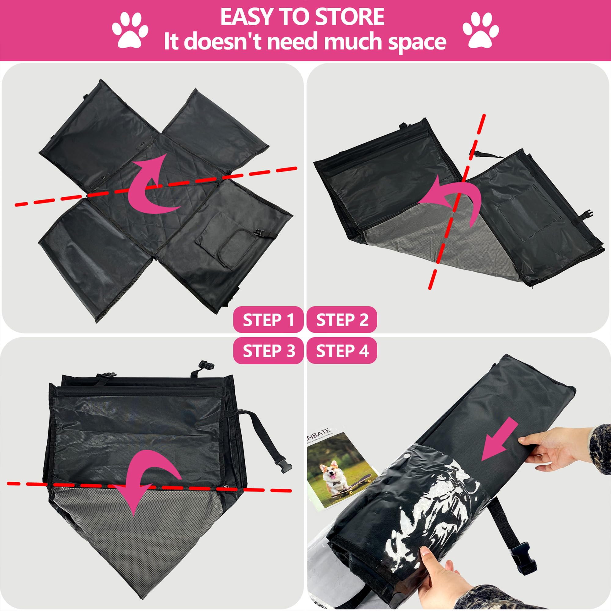 Winbate Dog Car Seat Medium Size Dogs For Car, Scratchproof Waterproof Sturdy Rear Dog Booster Seat Large Dog, Dog Hammock With Dog Leash Pockets For Suvs, Cars And Trucks Travel,19' X 23'X 19'