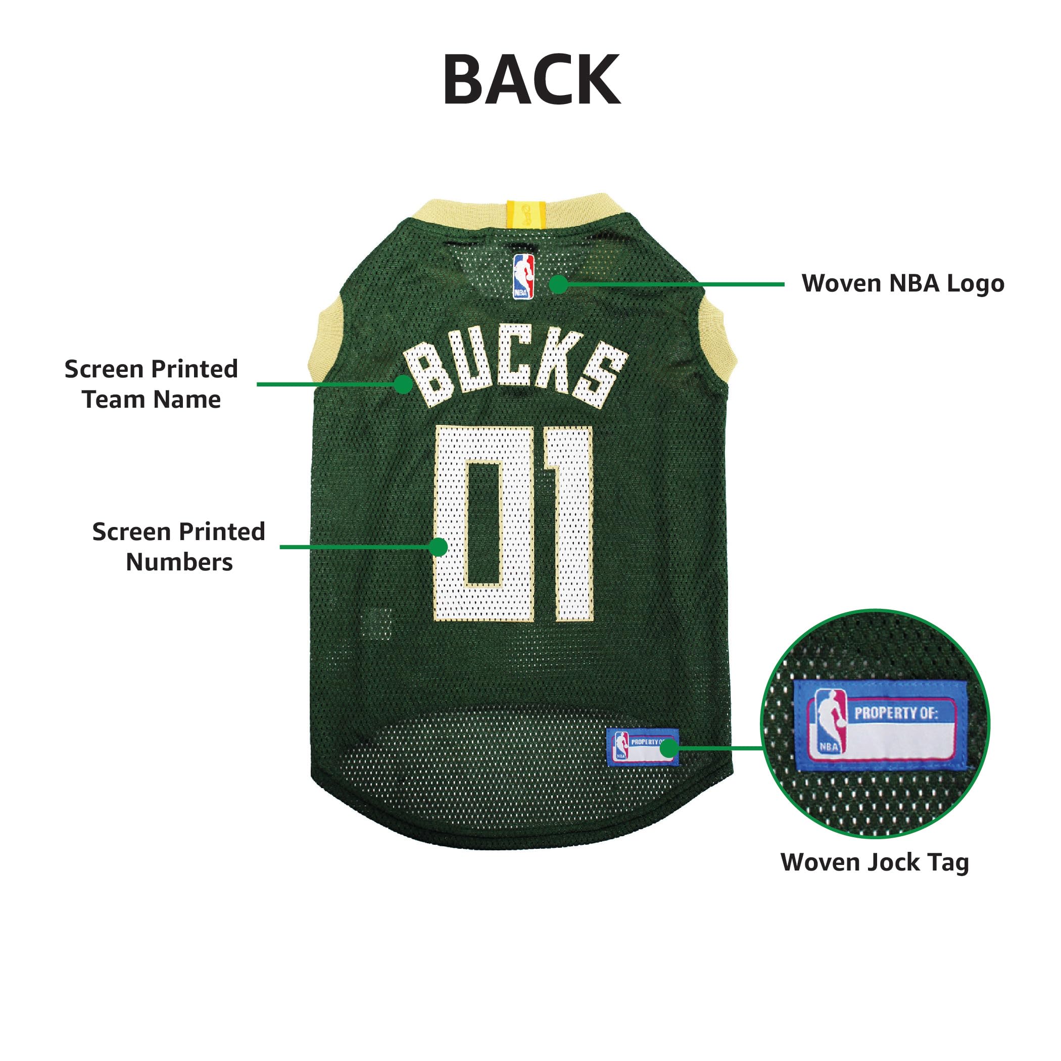 Pets First NBA MILWAUKEE BUCKS DOG Jersey, X-Small - Tank Top Basketball Pet Jersey