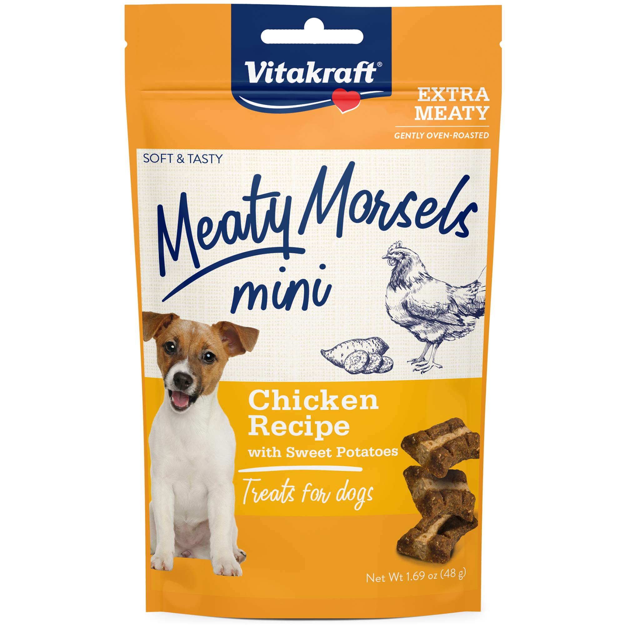 Vitakraft Meaty Morsels Mini Treats for Dogs - Chicken with Sweet Potatoes - Super Soft Dog Treats for Training - Two Layers of 