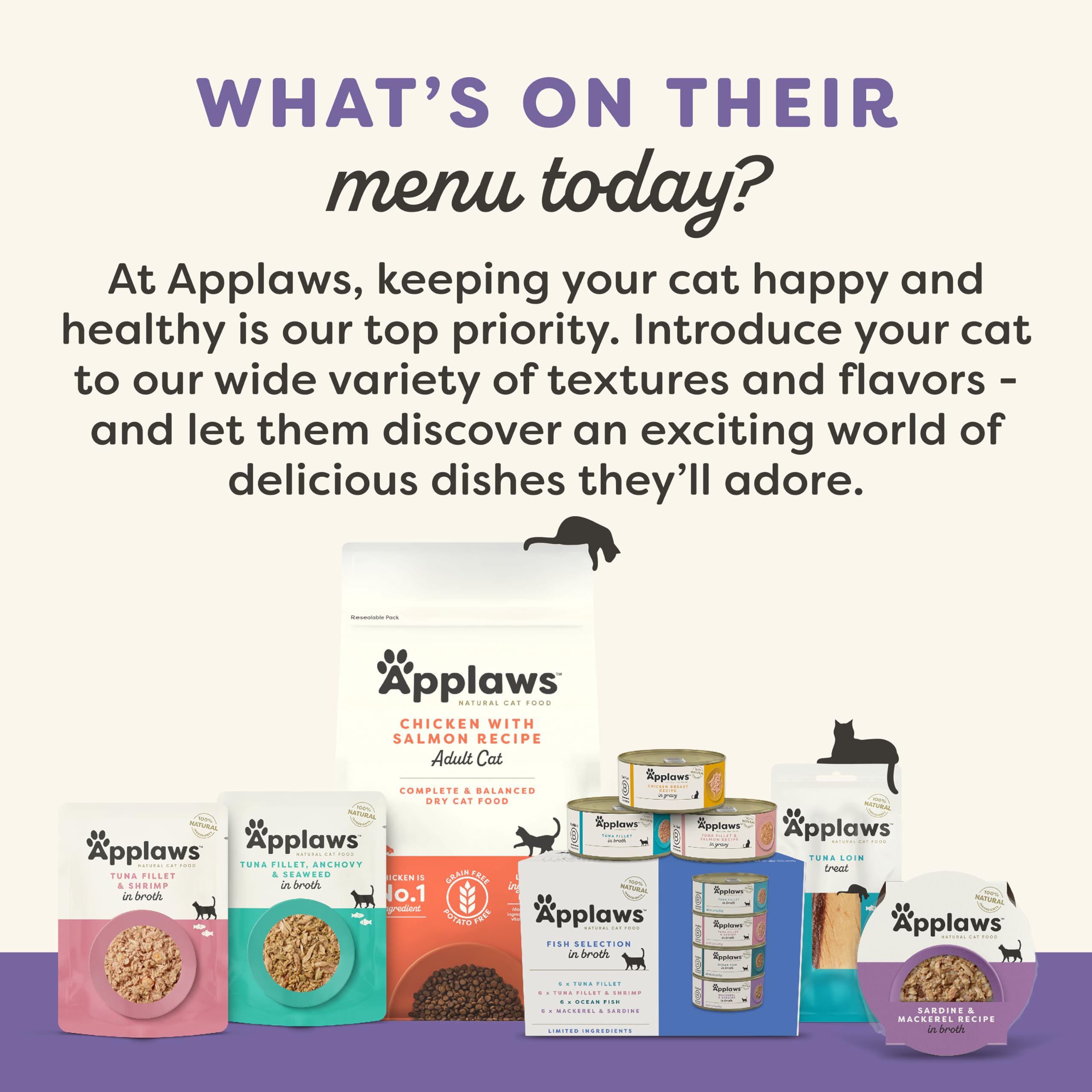 Applaws Natural Wet Cat Food in Broth, Limited and Natural Ingredients, High Protein with No Artificial Additives, Fish Selectio
