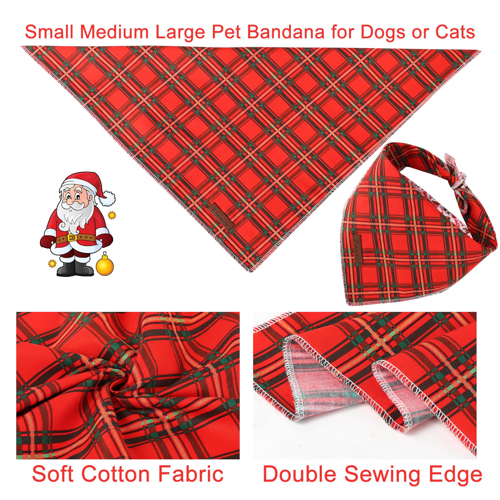 Up Urara Pup Christmas Dog Bandana, Christmas Red Plaid Man Triangle Bid Scarf For Girl Boy Dog, Cotton Pet Kerchief, Adjustable