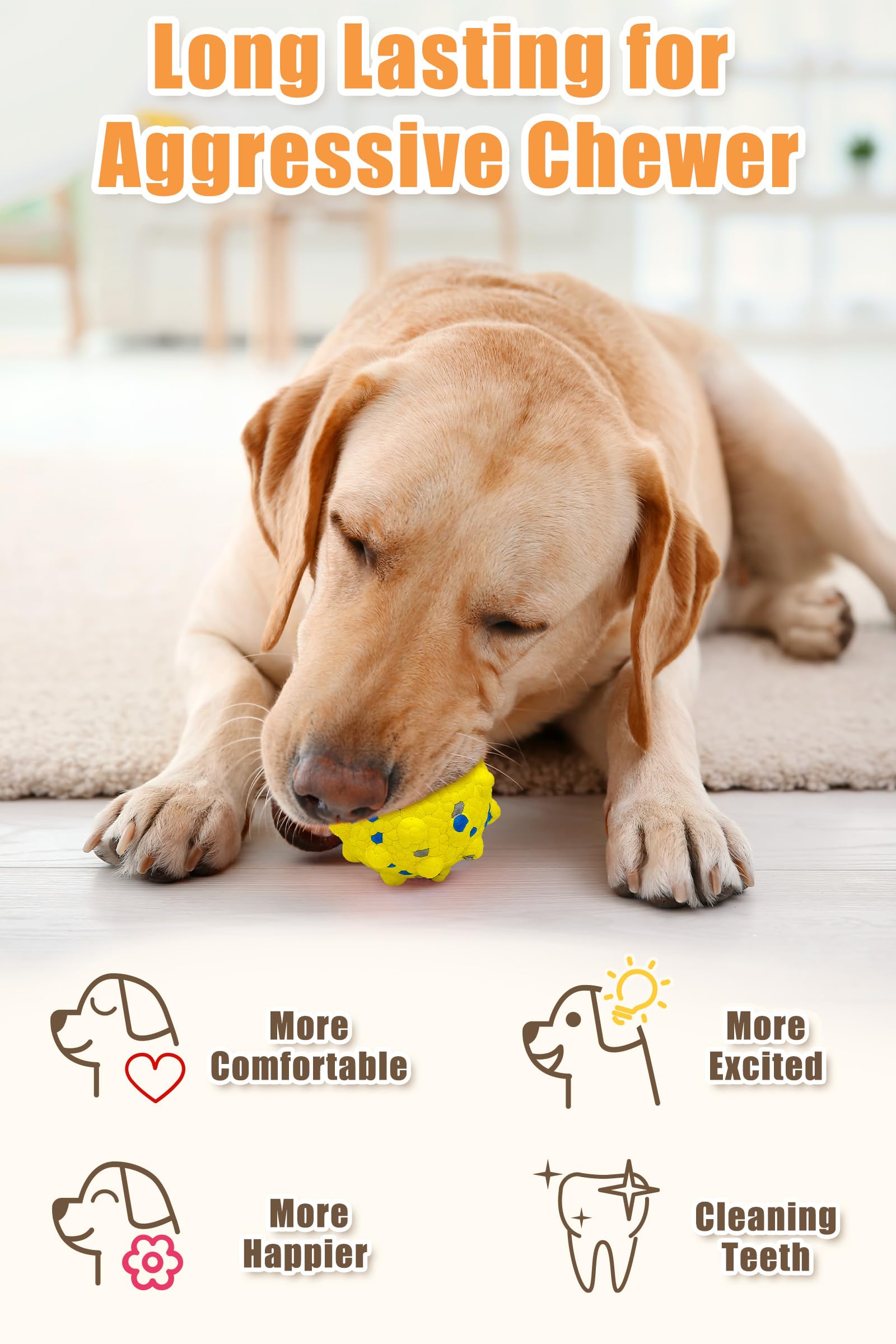 Moonorange 3.7' Dog Balls For Dogs Aggressive Chewers Indestructible Tennis Durable Bouncy Interactive Dog Toy For Fetch Game F