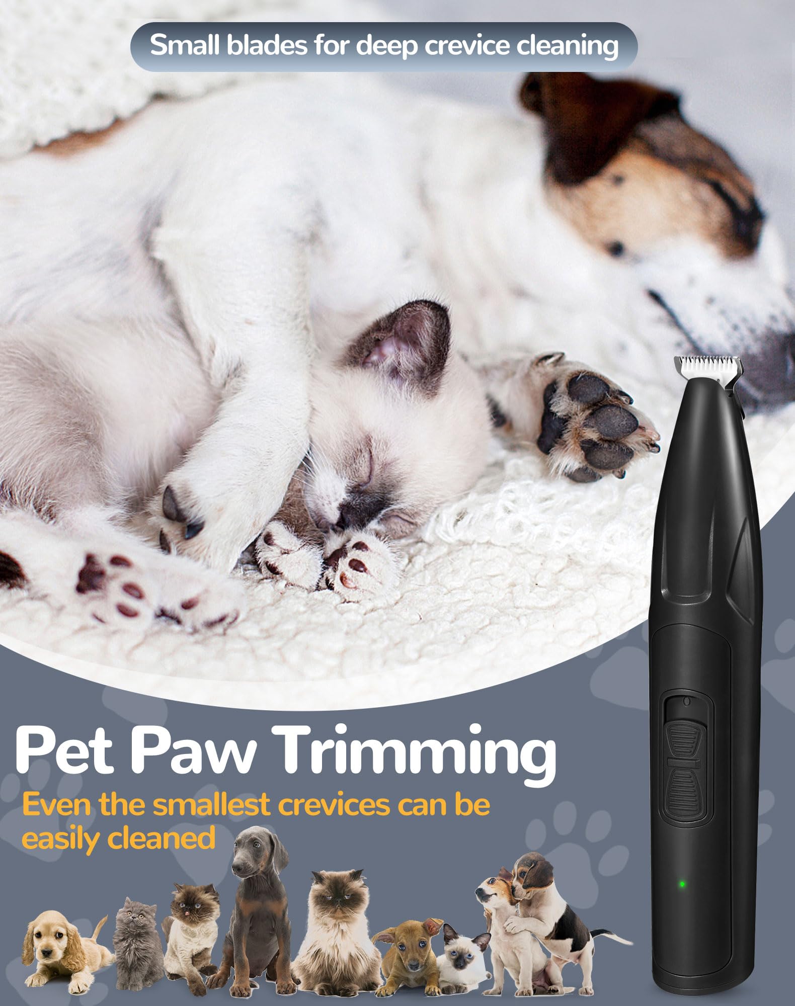 LEYOUFU Dog Clippers for Grooming, 2 Speed Low Noise Cordless Dog Paw Trimmer, Rechargeable Small Pet Hair Trimmer for Grooming,