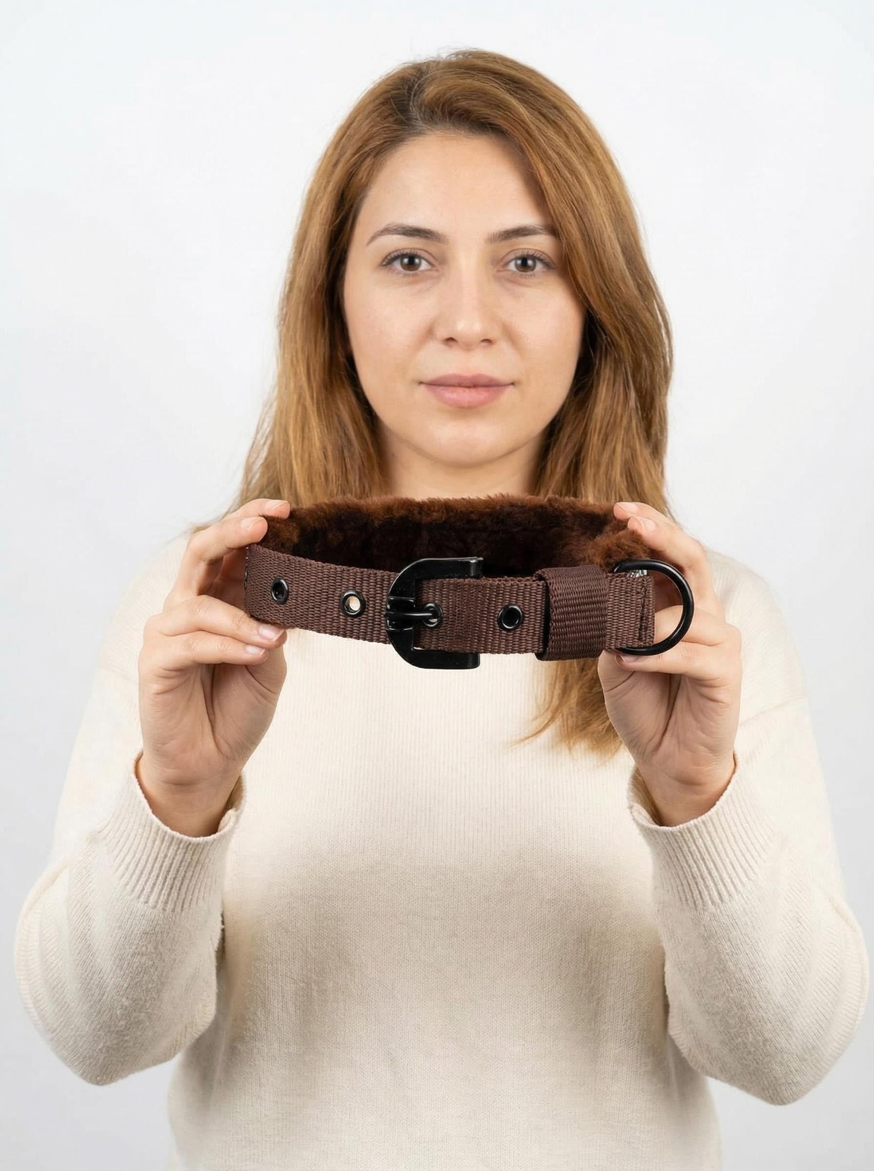 Fur Padded Dog Collar Adjustable | Soft Comfortable Pet Collar For Dogs | Heavy Duty Nylon With Metal Buckle | Best Dog Collar I