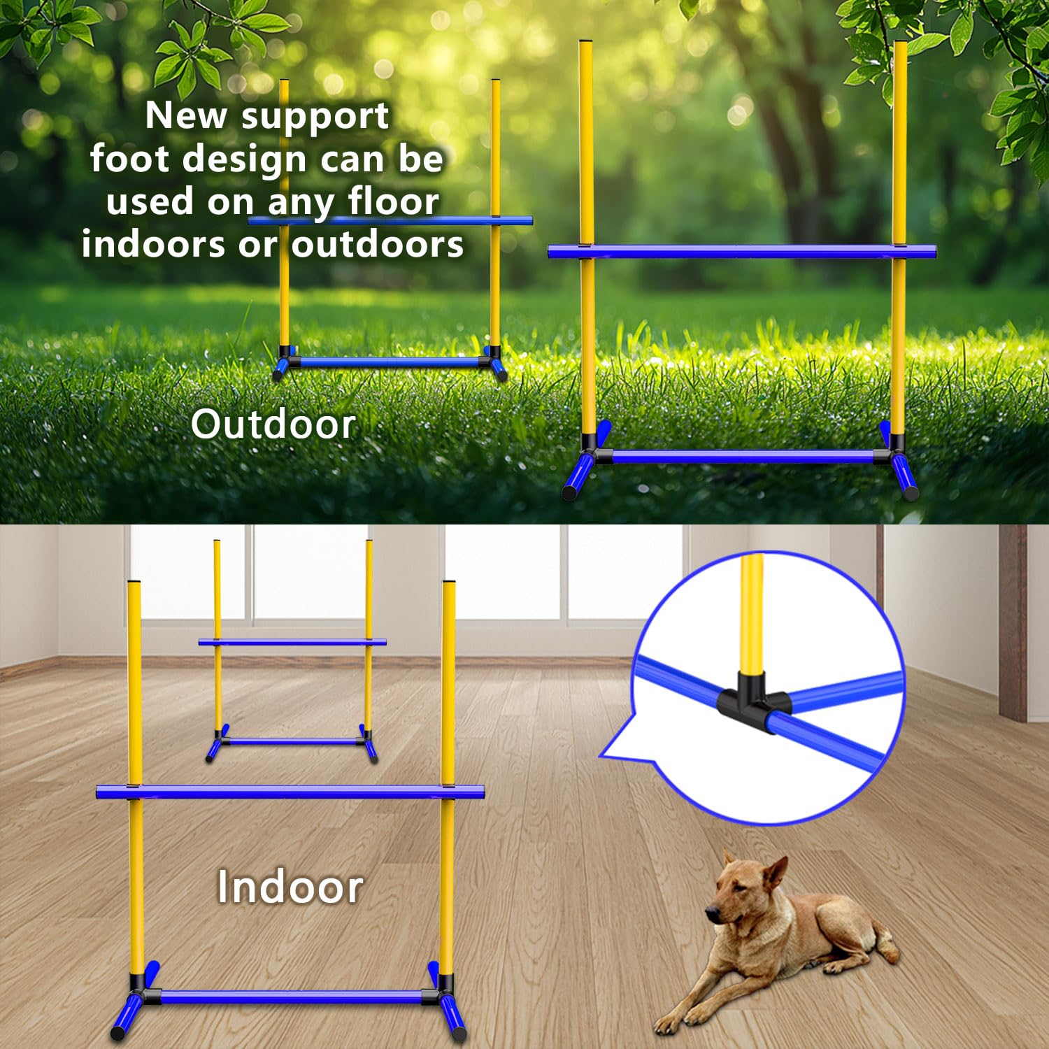 Ahailuoo Adjustable Dog Agility Jump Set - Training Hurdles With Height Adjustable Bars, Portable Design With Carry Bag For Indo