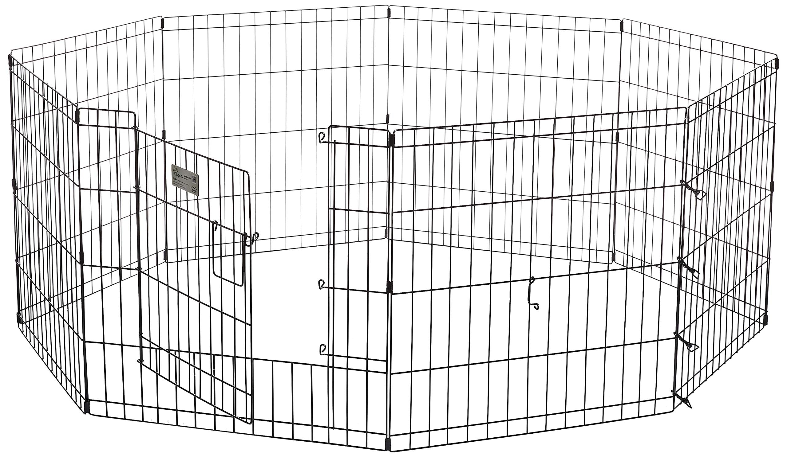 Midwest Homes For Pets Exercise Pen For Pets With Full Max Lock Door, 24-Inch, Black