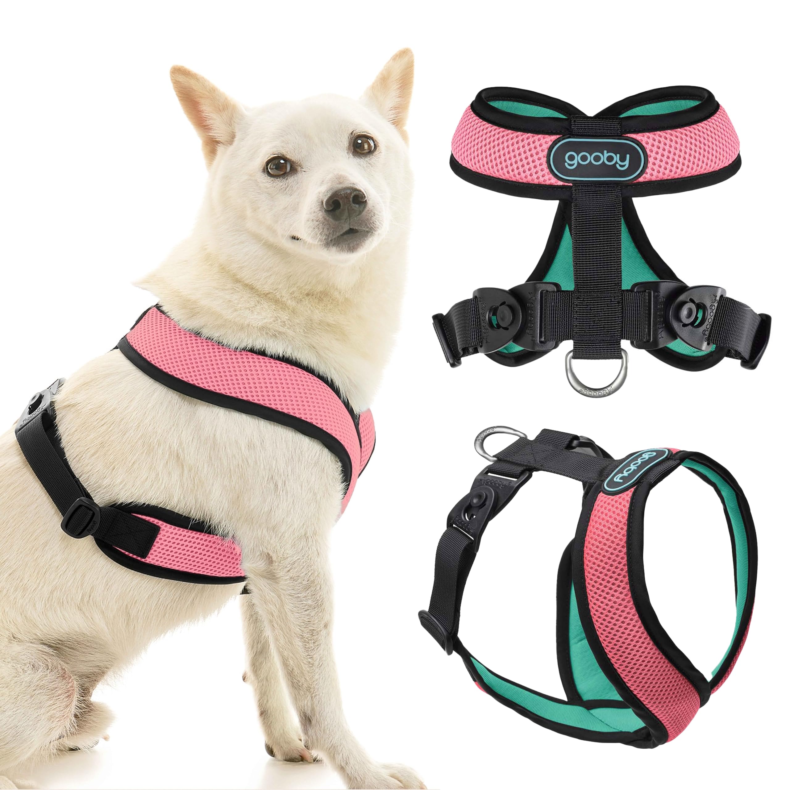 Gooby Comfort X Harness Dual Snap Mesh In Dog Harness - Watermelon, Medium
