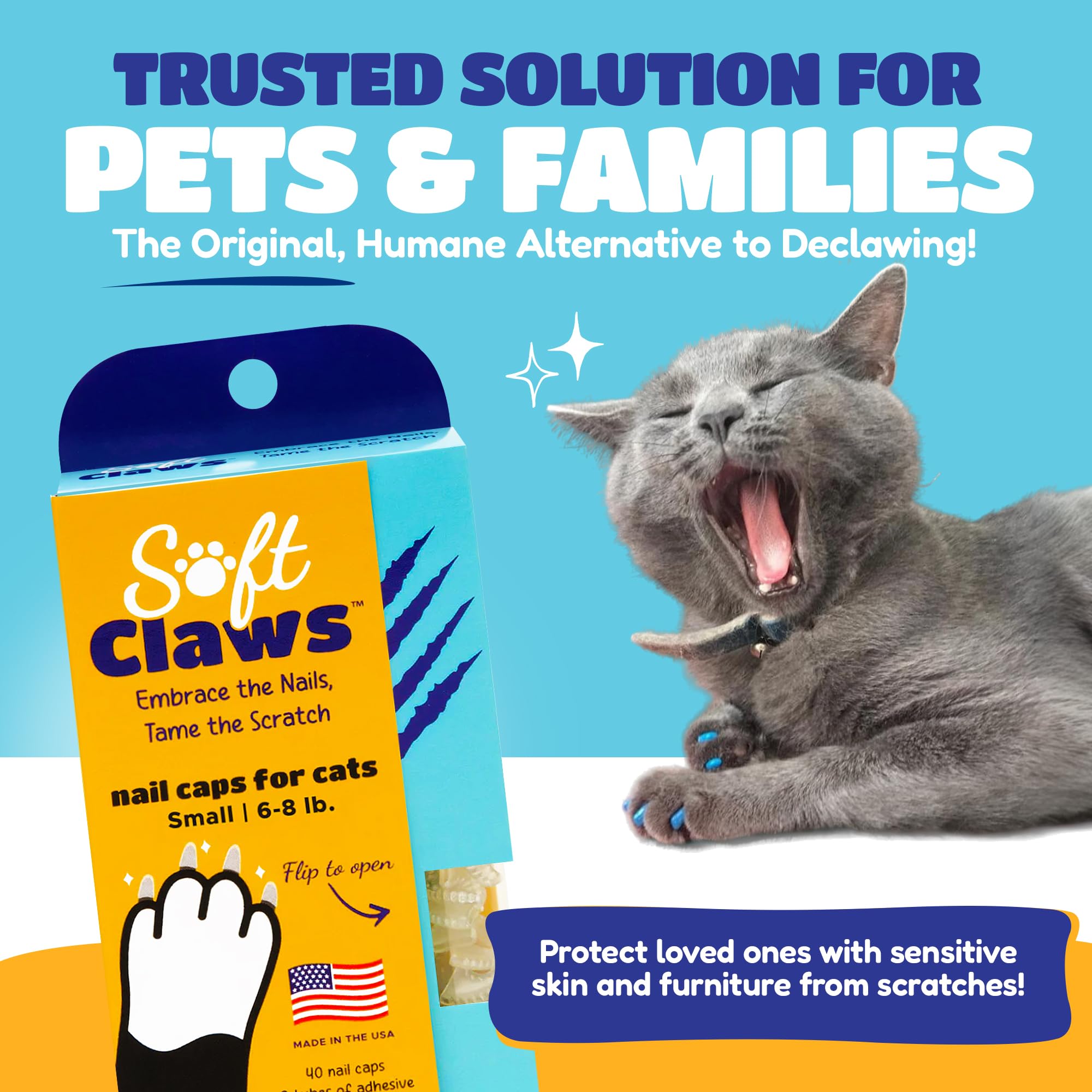 Soft Claws Safe Scratch-Free Solution For Cats - Cls (Cleat Lock System), Size: Small, Color: Black