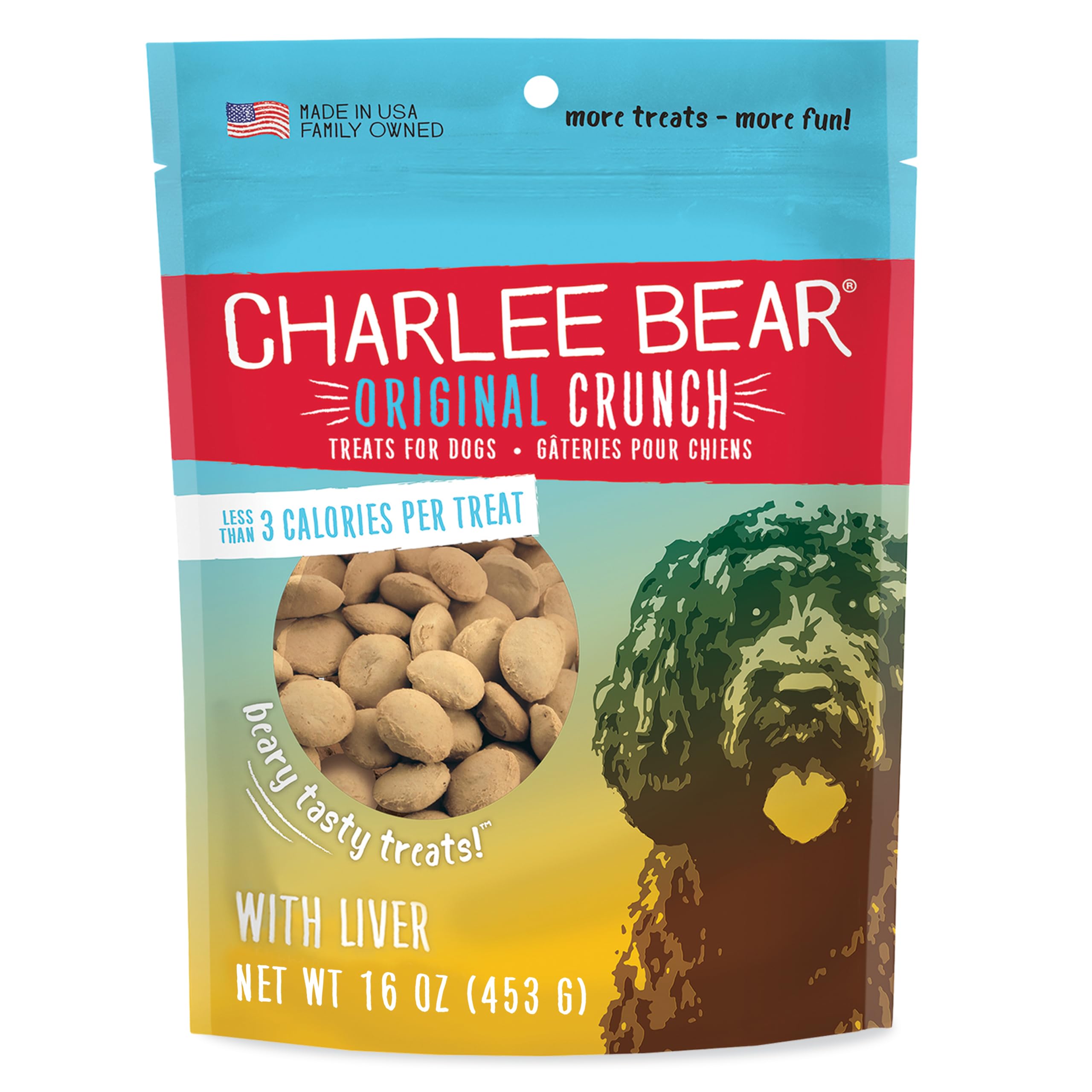 Charlee Bear Original Dog Treats, Chicken Liver, 16 oz