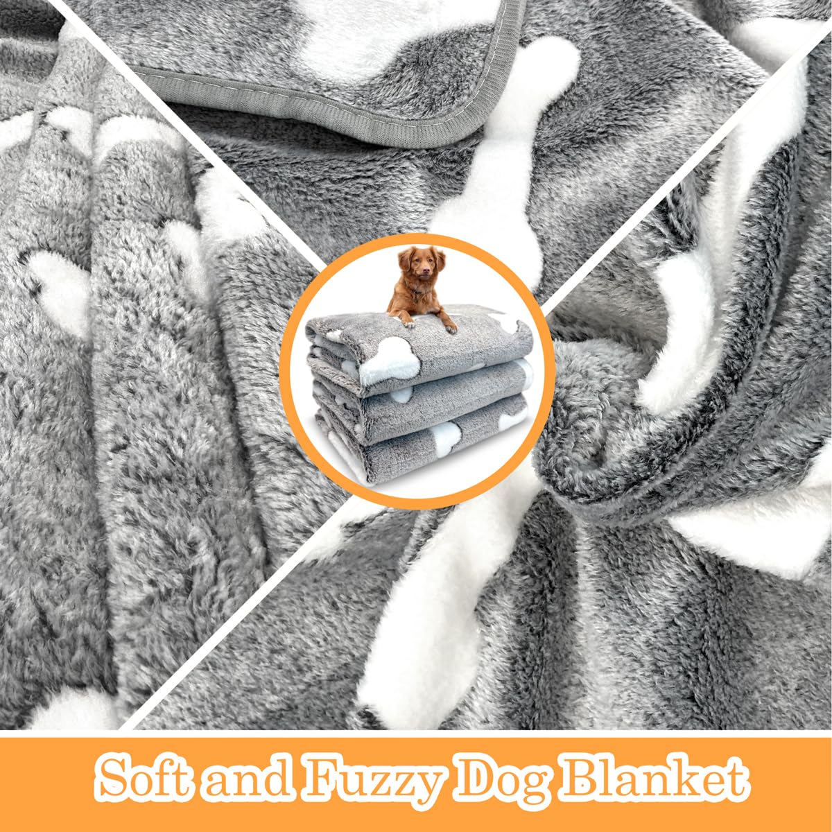 Dog Blankets For Medium Large Dogs Washable, 3 Pack Pet Blanket Washable 41' X 31', Fuzzy Soft Puppy Blanket Throw Cover For K