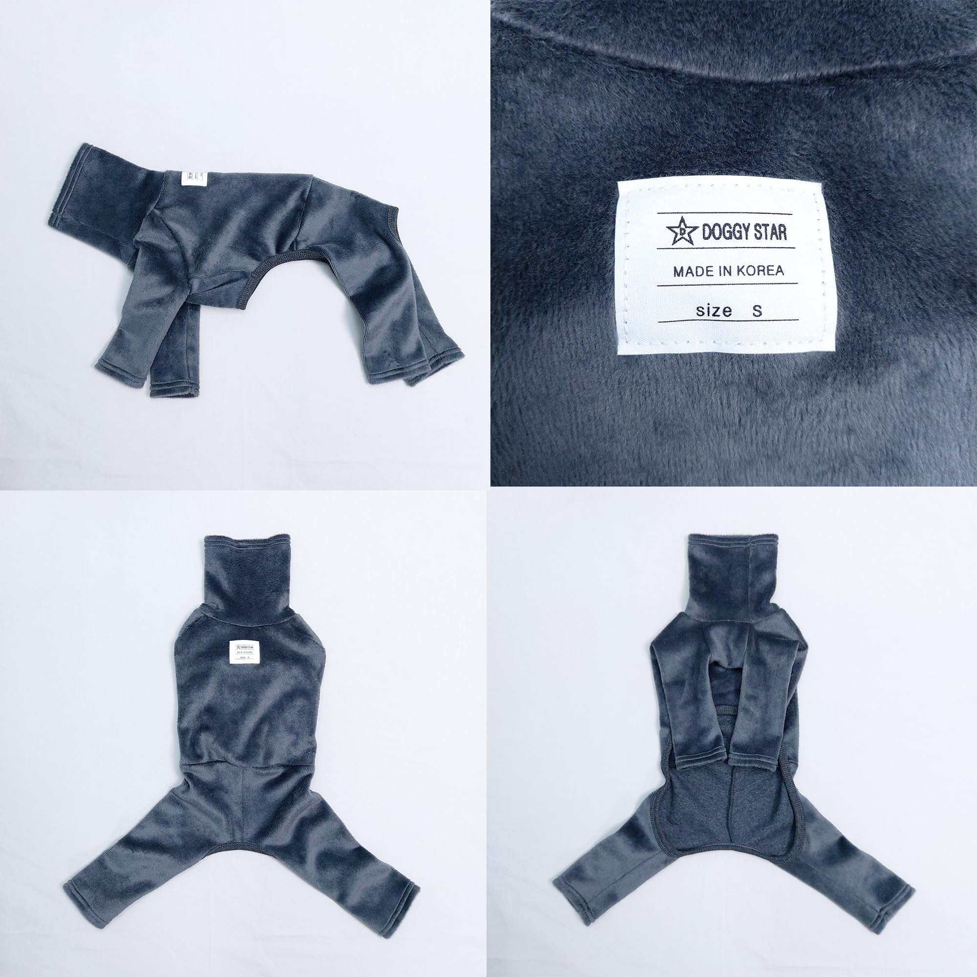 D Doggy Star Italian Greyhound Clothes Sweater Fleece Basic Onesie Whippet For Dog Turtleneck Outfits Coat (L,Flce Charcoal)