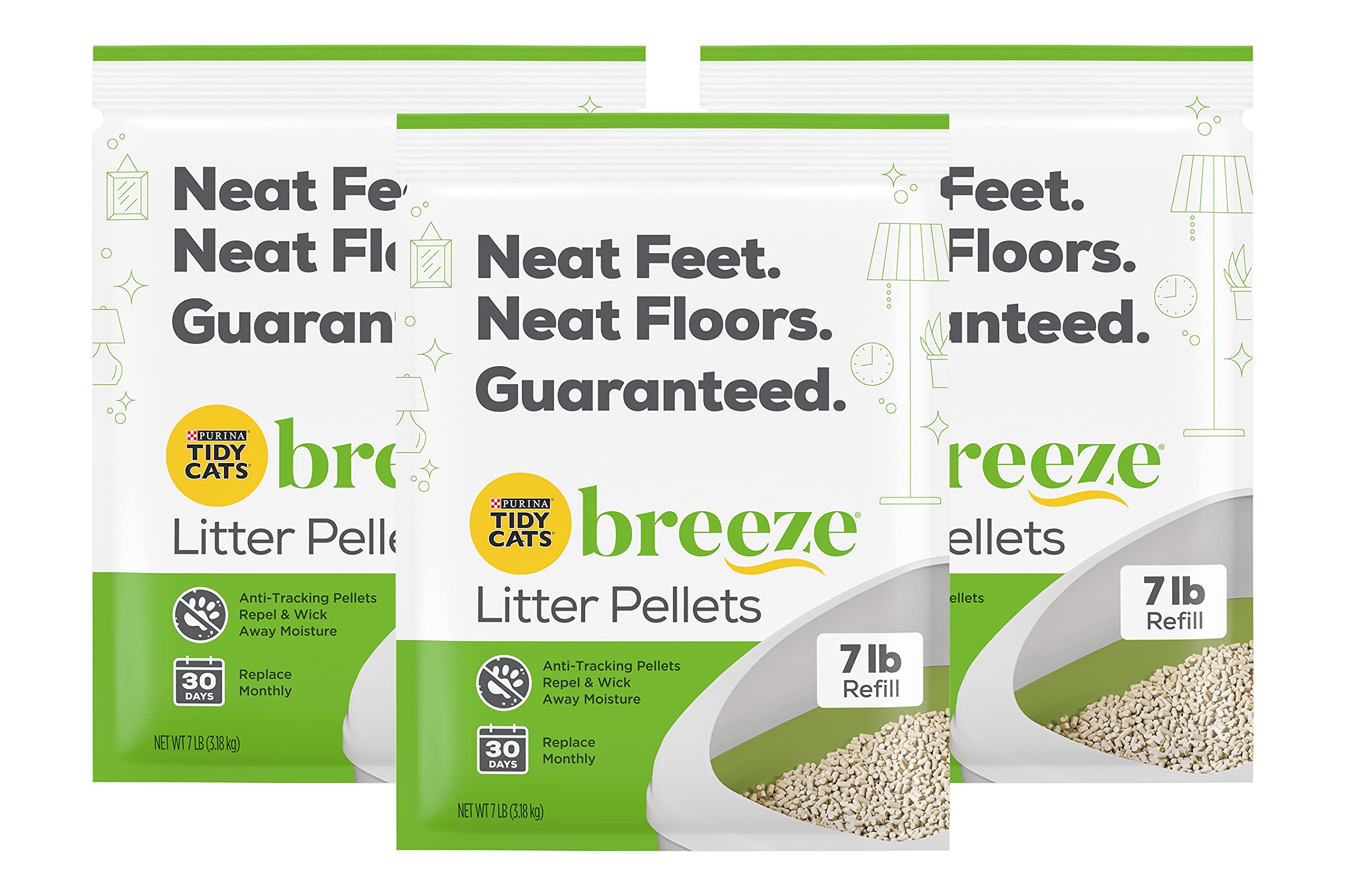 Tidy Cats Breeze Litter Pellets Refill Pouch, Made For Multiple Cats, Anti-Tracking Pellets For Breeze Litter System (7 Lb (Pack Of 3))