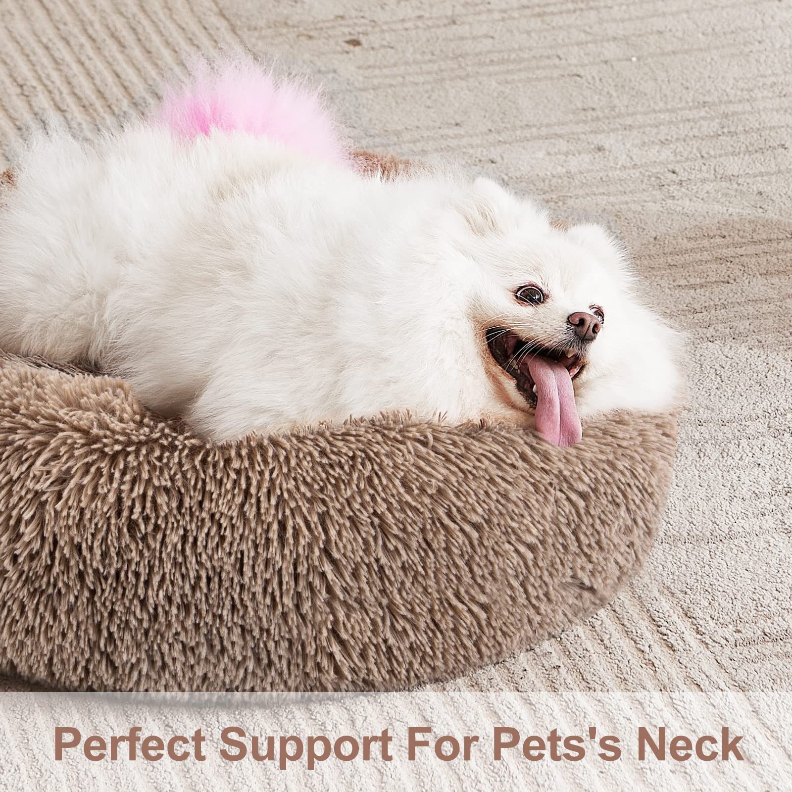 Perpets Orthopedic Dog Bed Comfortable Donut Cuddler Round Dog Bed Ultra Soft Washable Dog And Cat Cushion Bed (Style 6)