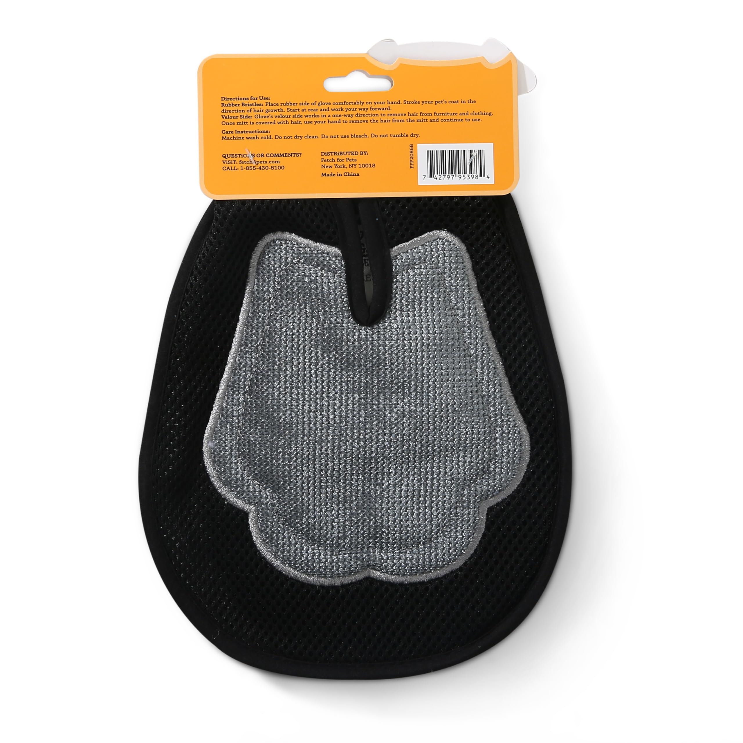 Wags & Wiggles Dual Sided Dog Grooming Glove with Rubber Paw - 2-in-1 Grooming Glove | Fun Dog Grooming Tool for Brushing, Massa