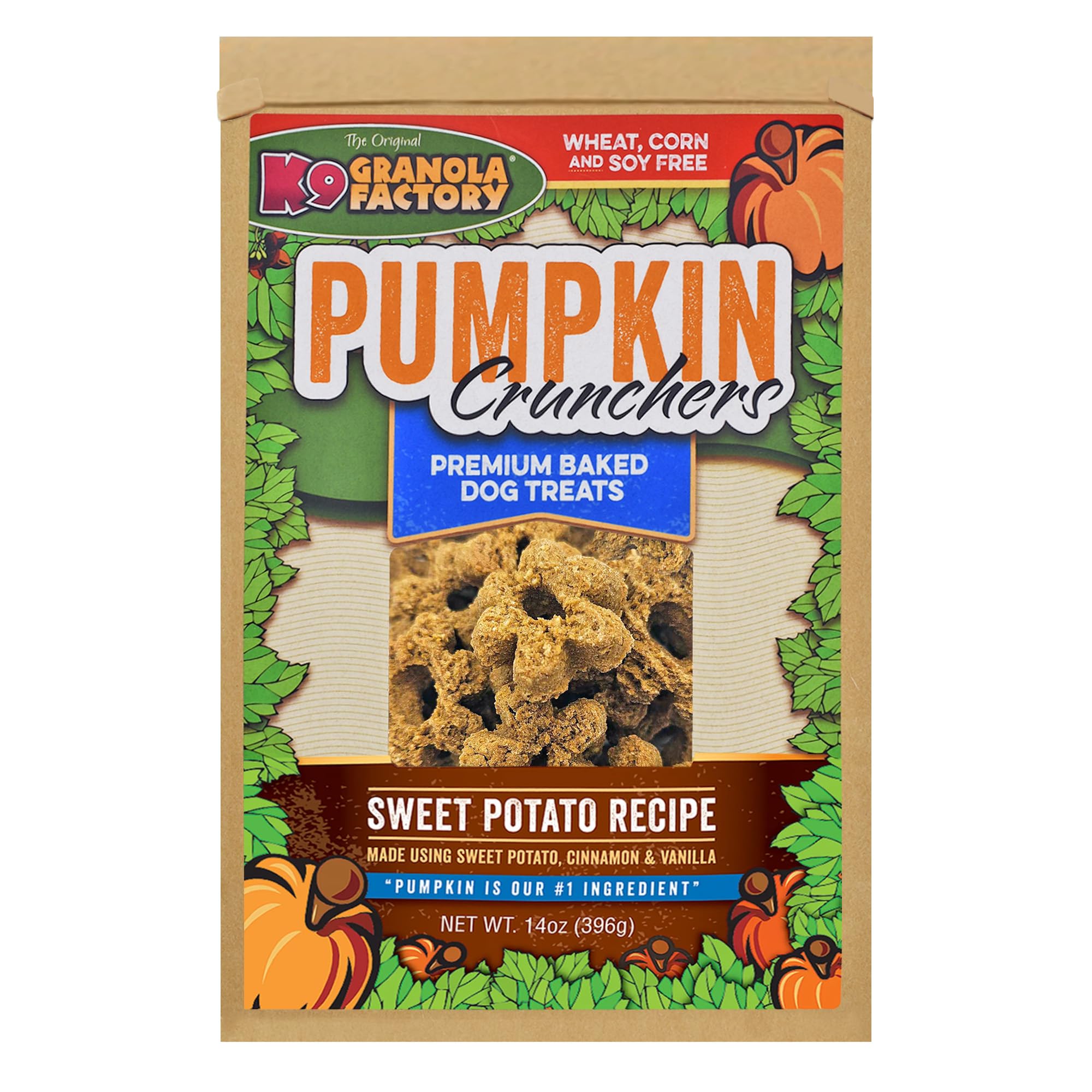 K9 Granola Factory Pumpkin/Sweet Potato With Carrot And Parsley Crunchers, 14 Ounces Per Pack