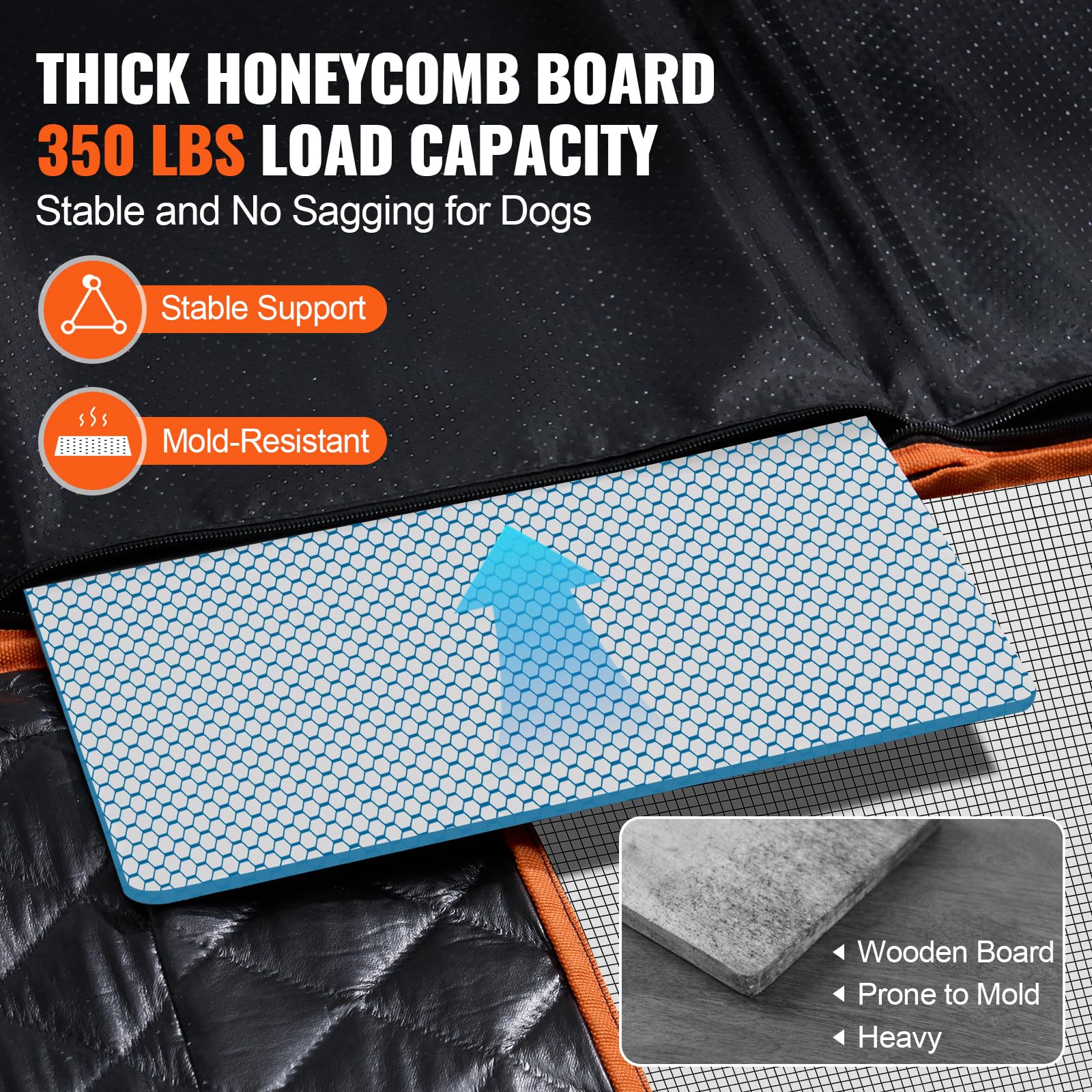 VEVOR Back Seat Extender for Dogs,Waterproof Hard Bottom Dog Car Seat Cover Supports 350lbs,Dog Seat Cover for Back Seat Protect