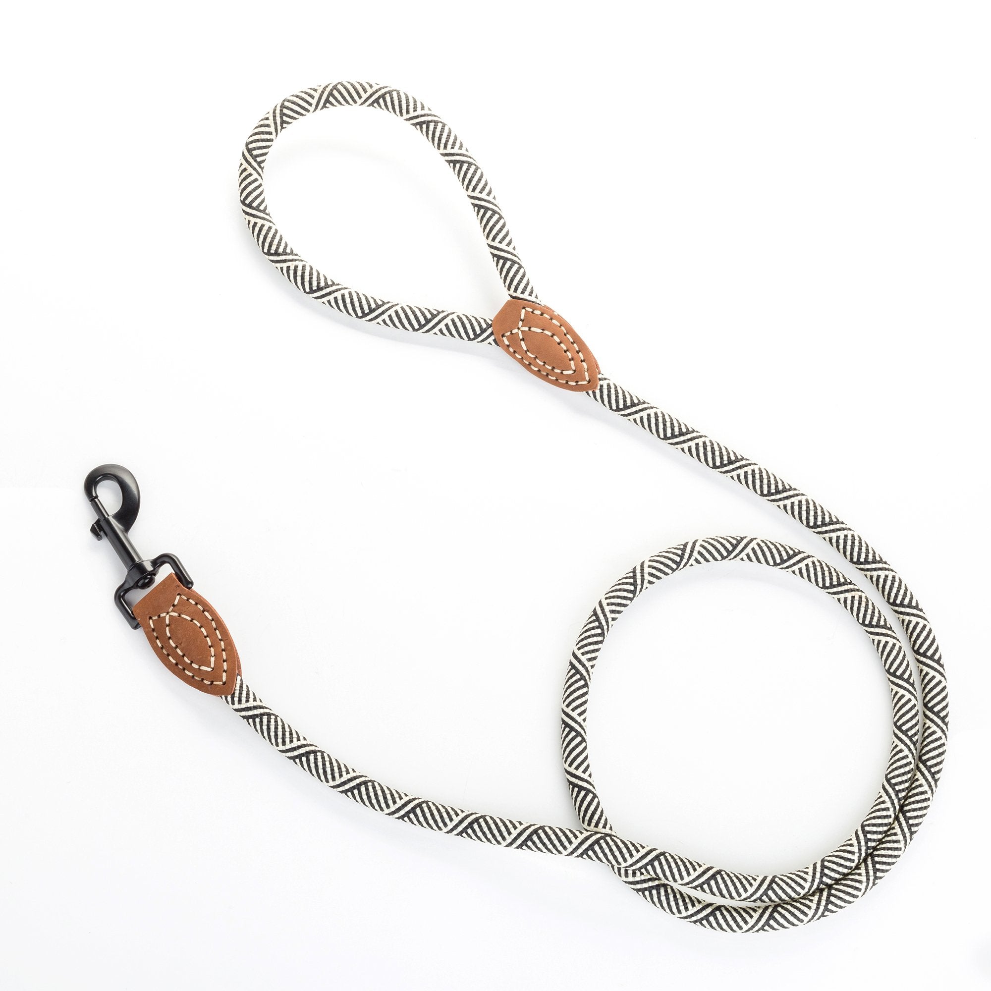 Mile High Life | Mountain Climbing Dog Rope Leash With Heavy Duty Metal Sturdy Clasp | Genuine Leather Tailored Connection With Strong Stitches (White, 48 Inch (Pack Of 1))