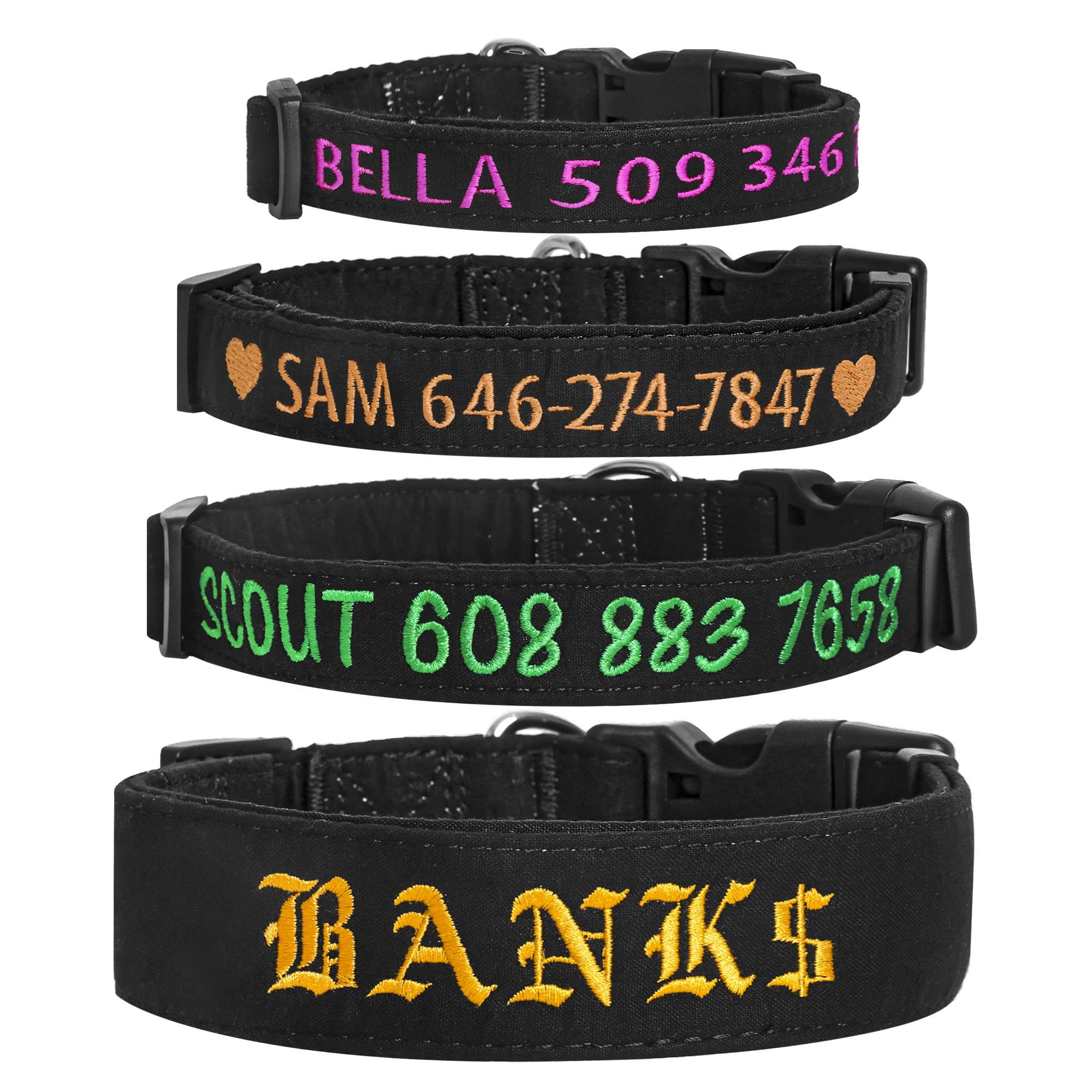 Personalized Dog Collar, Embroidered Pet Collar With Name And Phone Number Adjustable Name Tag For Small, Medium, And Large Dogs