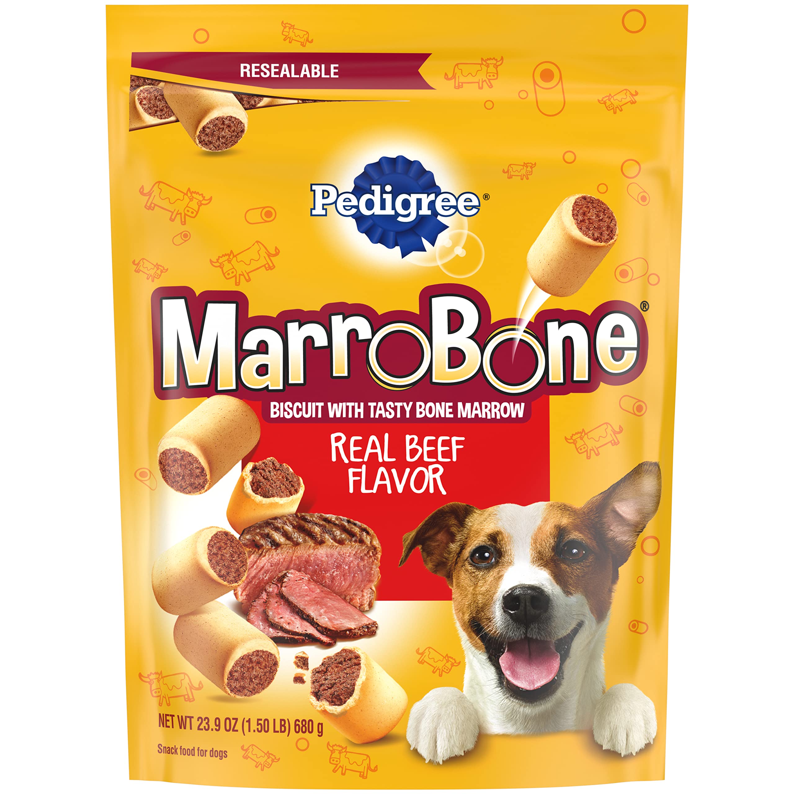 Pedigree Dry Dog Treats MarroBone Real Beef Flavor, 1.5 lb. Bag (Pack of 8)