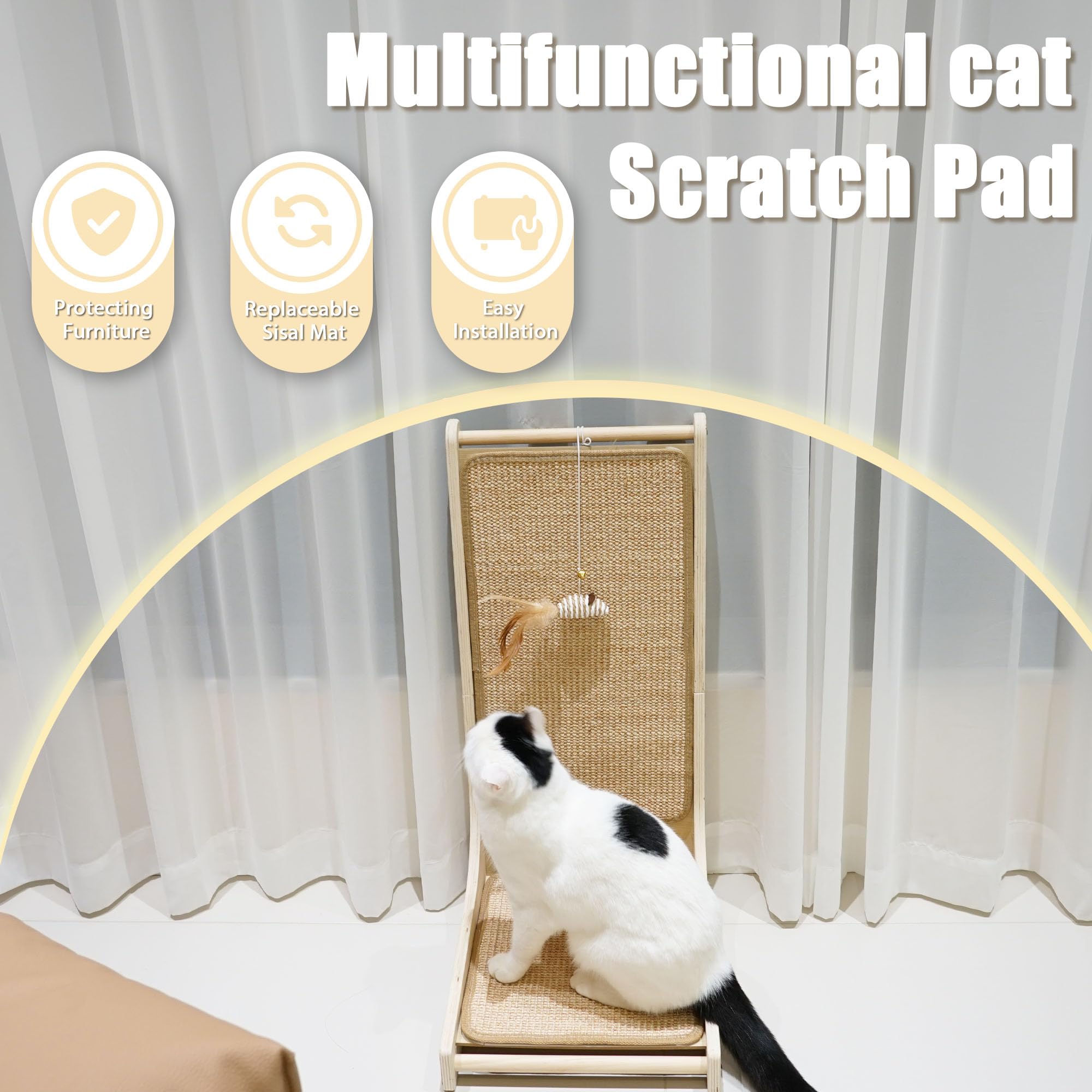 Cat Scratcher, L Shape Cat Scratching Board For Indoor Cats, Protecting Furniture Cat Scratch Pad, Floor Mounted Cat Scratching