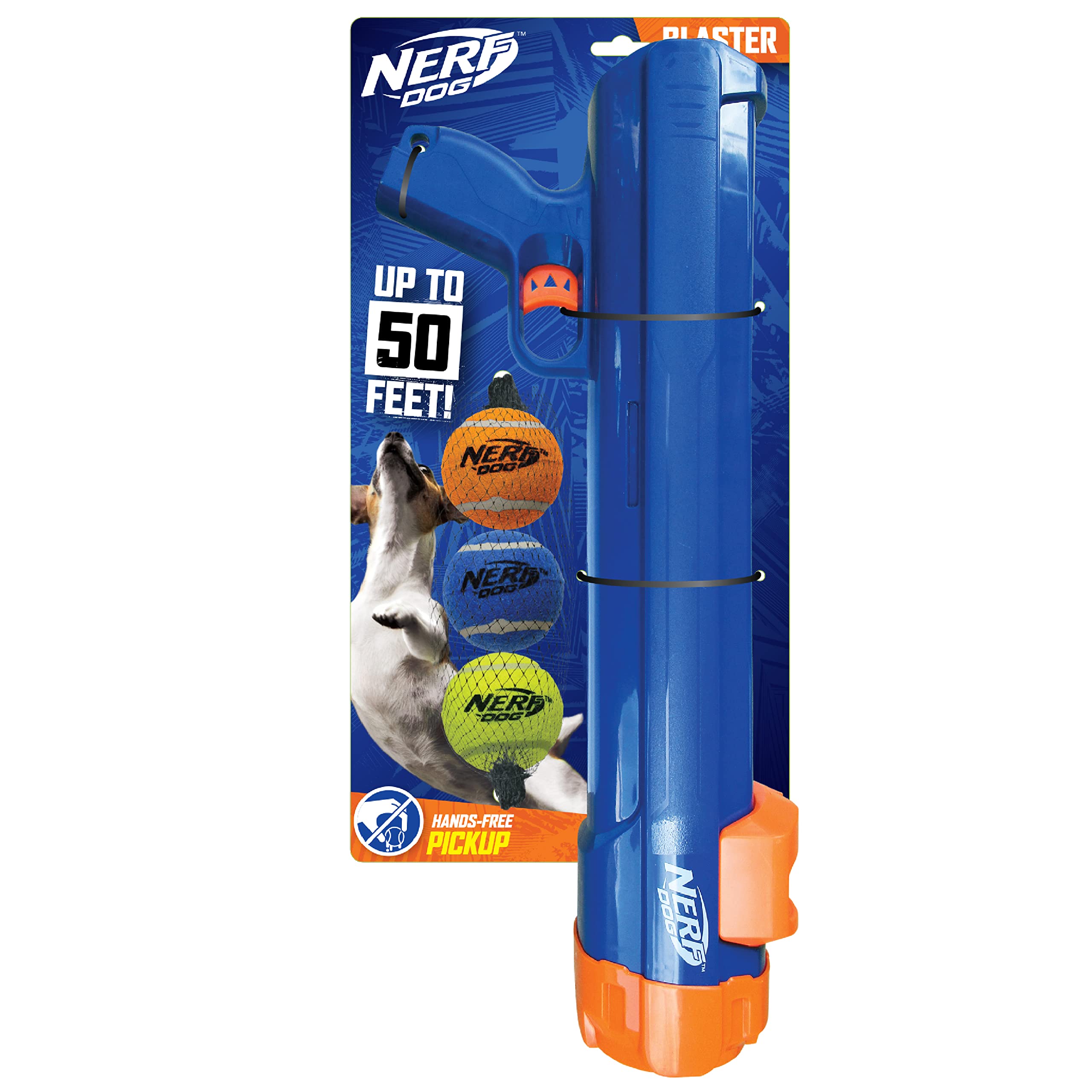 Nerf Dog Large Size Tennis Ball Blaster Dog Toy, Great for Fetch, Hands-Free Reload, Launches up to 50 ft, Single Unit, 20in Bla