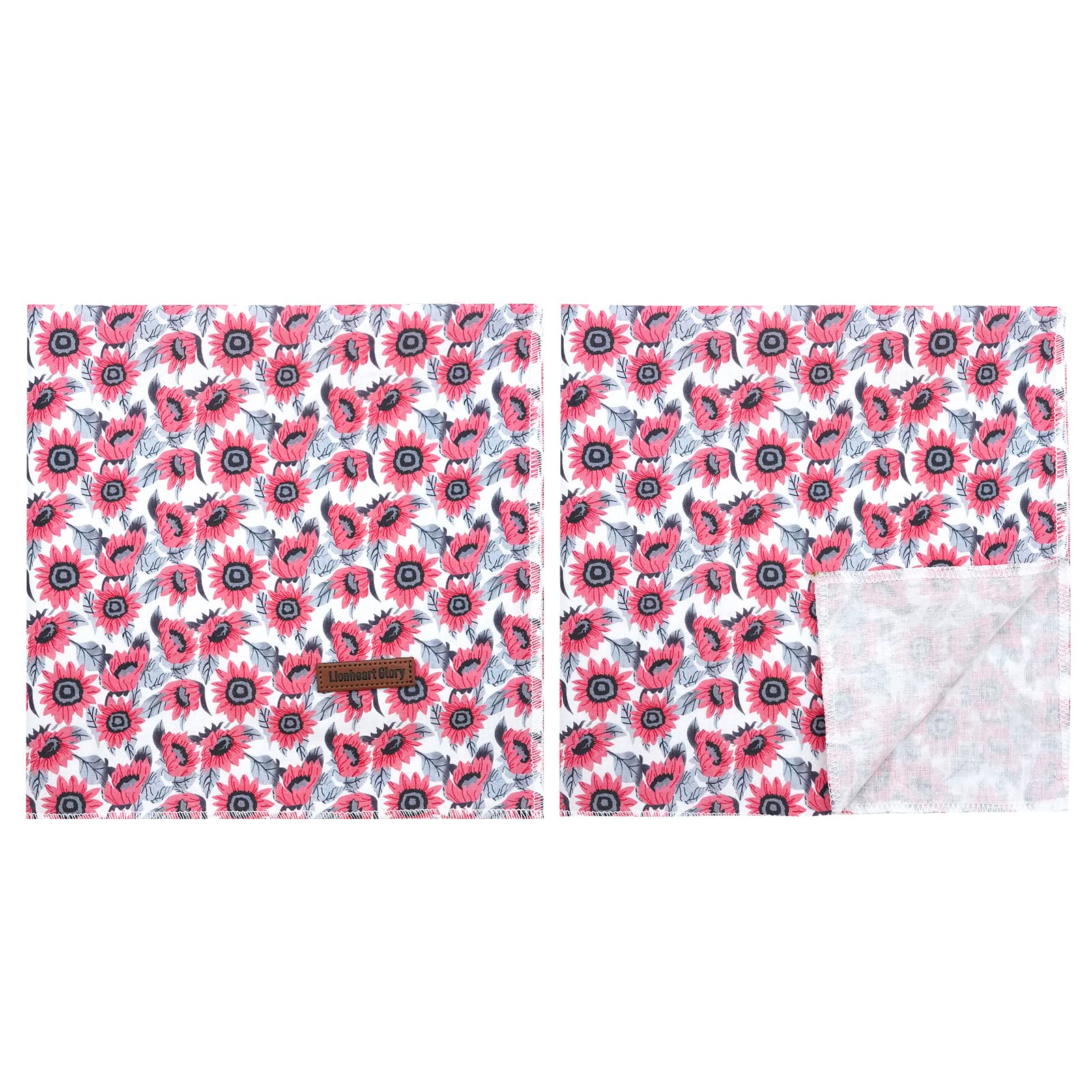 Lionheart Glory Pink Flower Dog Bandana 1 Pack Washable Soft Dog Scarf, Square Adjustable Dog Bandanas For Medium Large Dogs