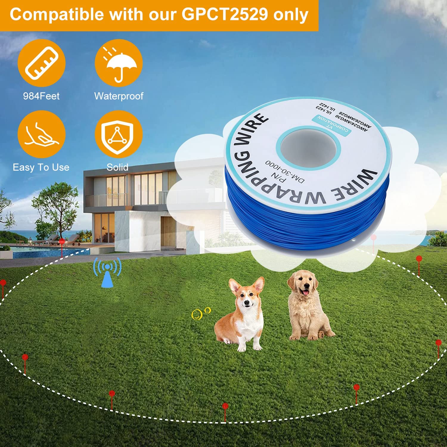 Moclever Boundary Wire, 300M/984Ft Professional Electric Dog And Cat Containment Fences Pet Fence Coil Wire Cables For 023/227/2