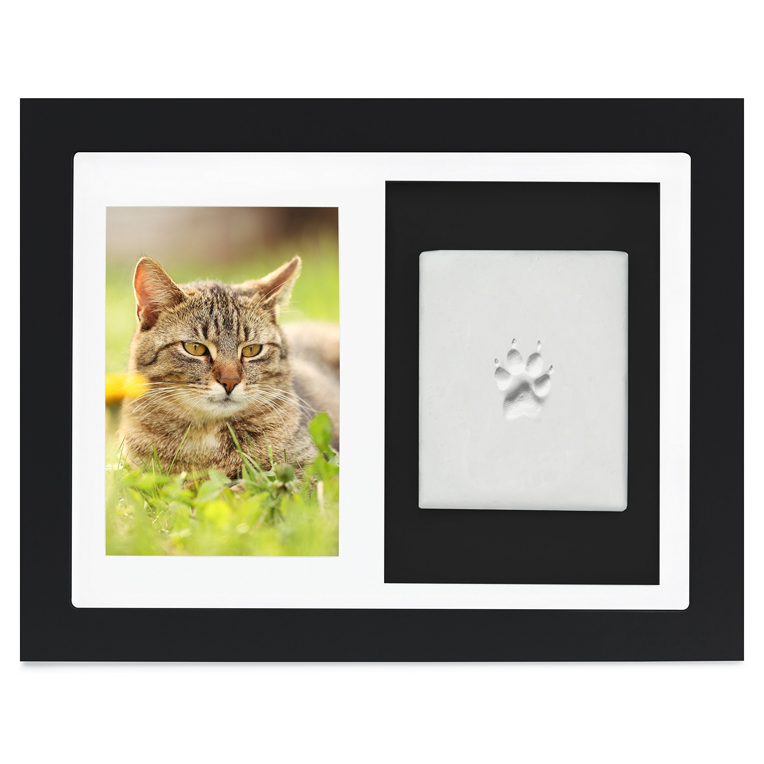 Better World Pets Paw Print + Photo Keepsake Frame Holds 4 X 6 Inch Picture – Memorial Clay Imprint Kit – For Dogs And Cats – Perfect For Pet Lovers – Wall Mount, Brown