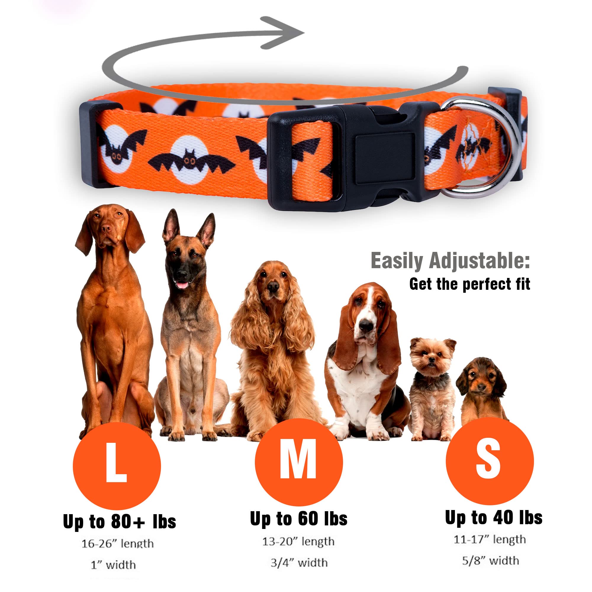 Native Pup Halloween Dog Collar (Small, Bats And Moon)