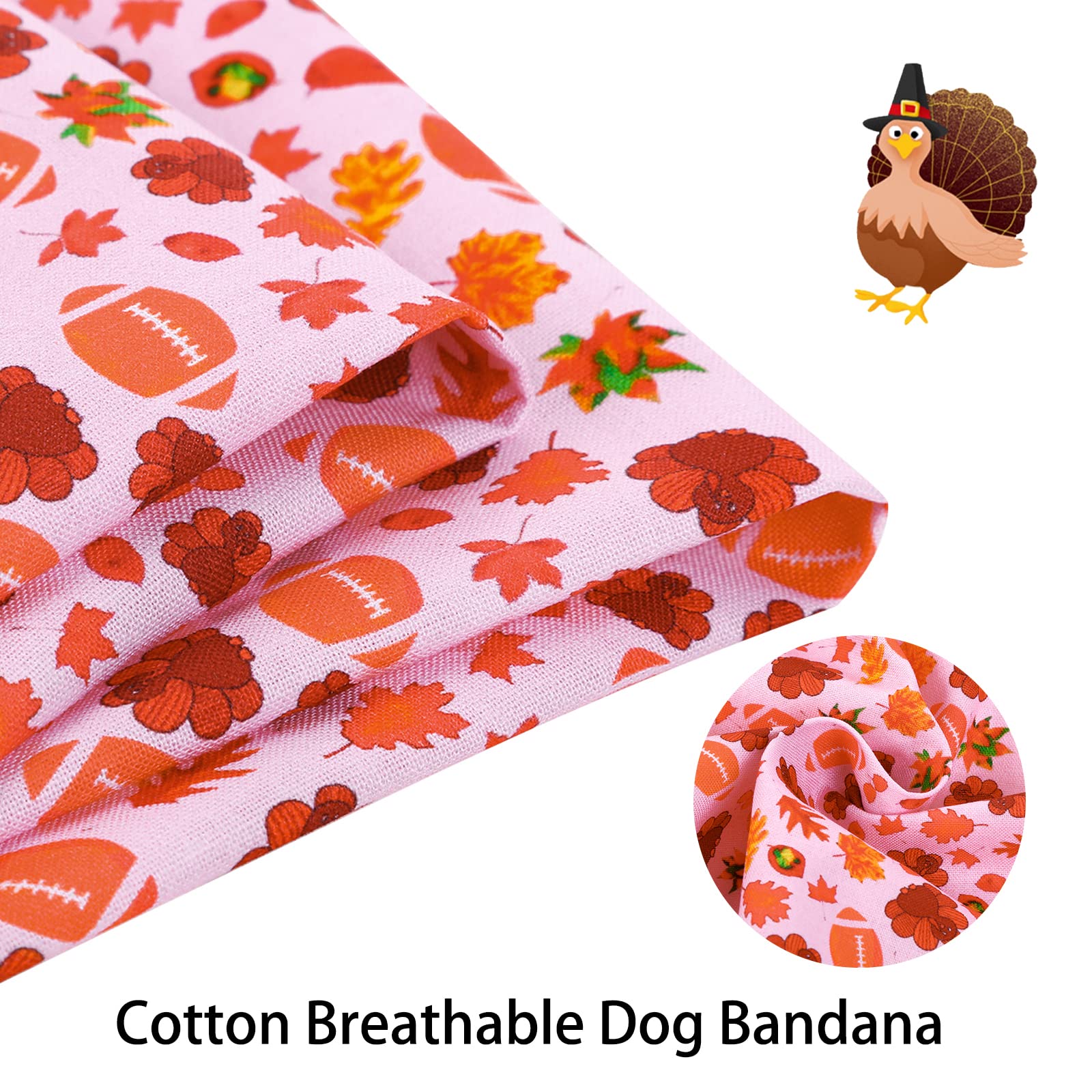 Aring Pet Fall Dog Bandana - Cute Thanksgiving Turkey Bandanas, Comfortable Cotton Scarf Triangle Bibs For Small To Large Boy Gi