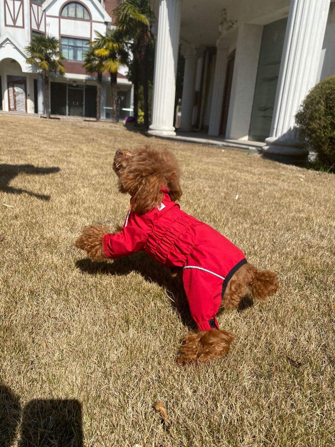 Lovelonglong Dogs Waterproof Jacket, Lightweight Reflective Raincoat, XS, Red