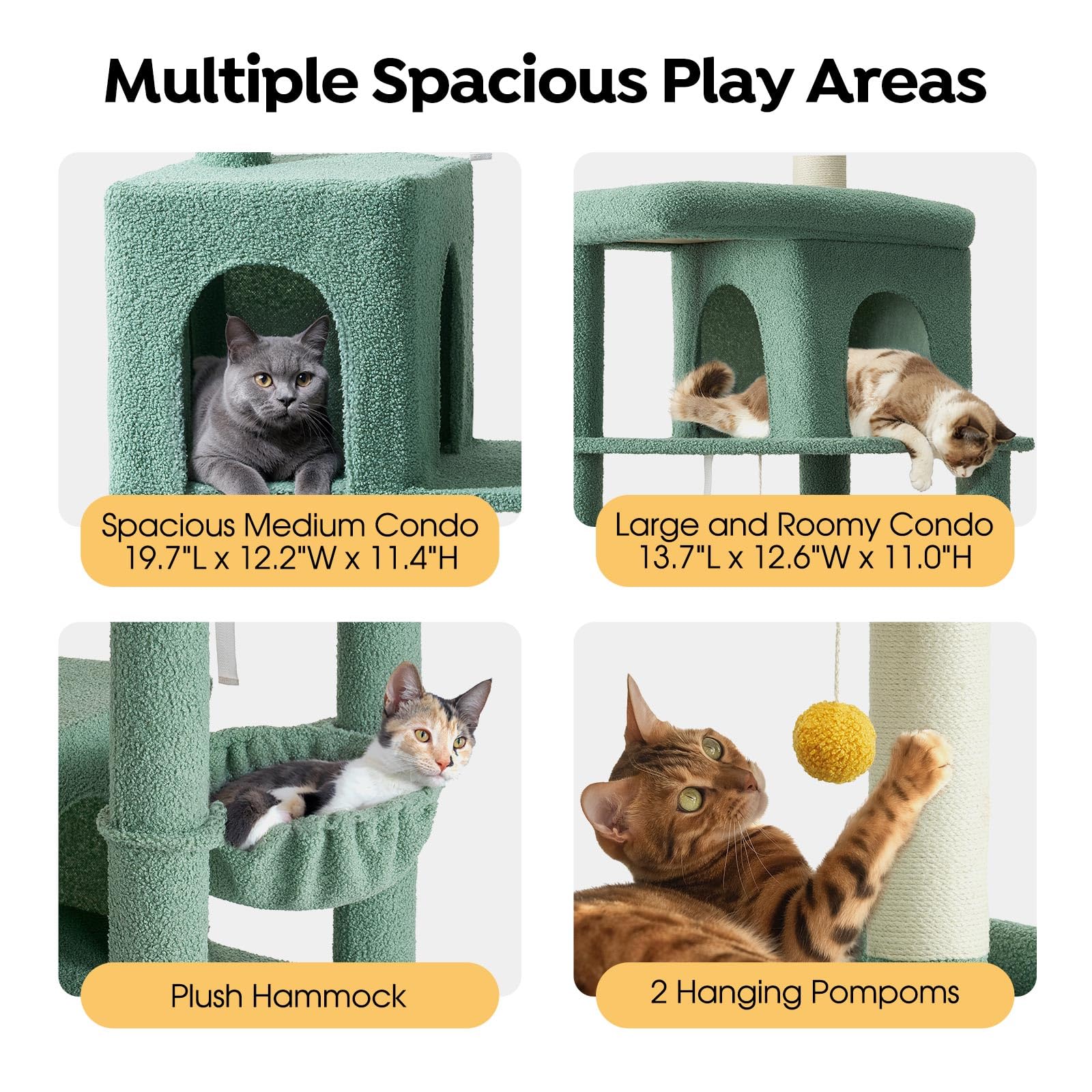 Veehoo Cat Tree For Indoor Cats Large Adult, 68.7 Inch Tall Large Cat Tree For Cats, Cactus Cat Tower For Cats With 2 Spacious C