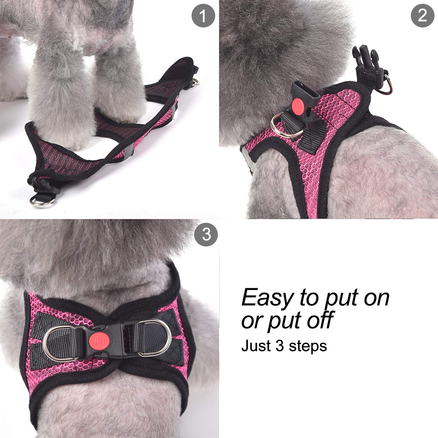 Matilor Dog Harness Step-In Breathable Puppy Cat Dog Vest Harnesses For Small Medium Dogs Black