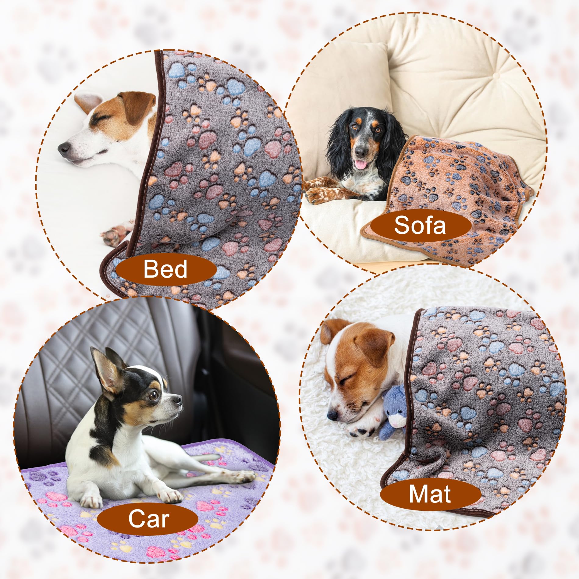 1 Pack 3 Blankets Super Soft Fluffy Premium Fleece Pet Blanket Flannel Paw Printed Throw for Dog Puppy Cat (Large 41x31, Dark