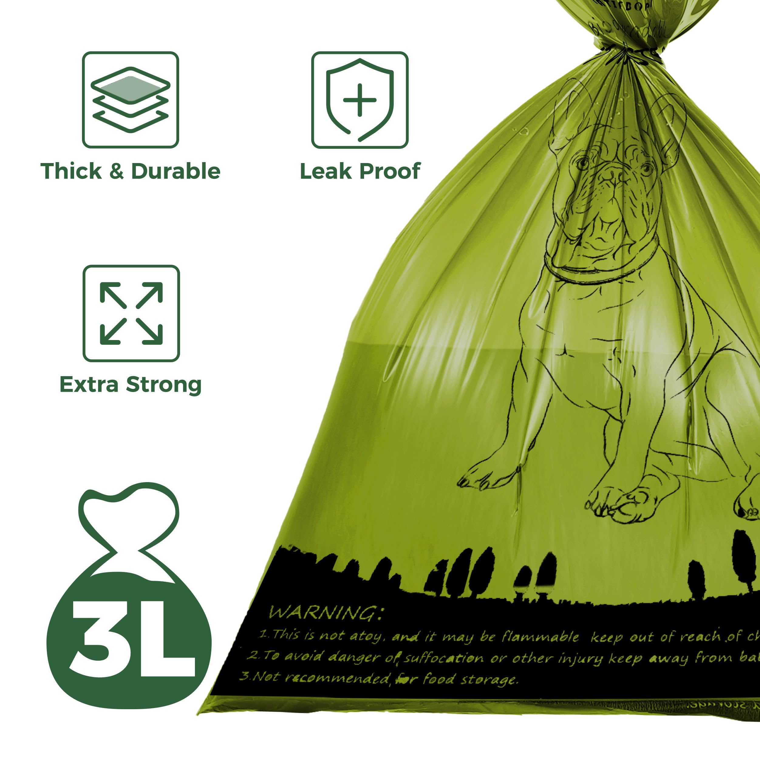 Atifbop Biodegradable Dog Poop Bags 360 Count Scented, Leak Proof And Extra Thick Waste Bag Refill