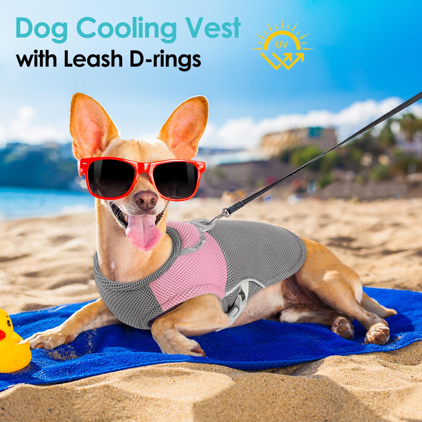 Aofitee Cooling Vest For Dogs, Breathable Dog Cooling Vest With Harness D-Ring, Dogs Uv Protection Shirt Pet Cooler Jacket, Ligh