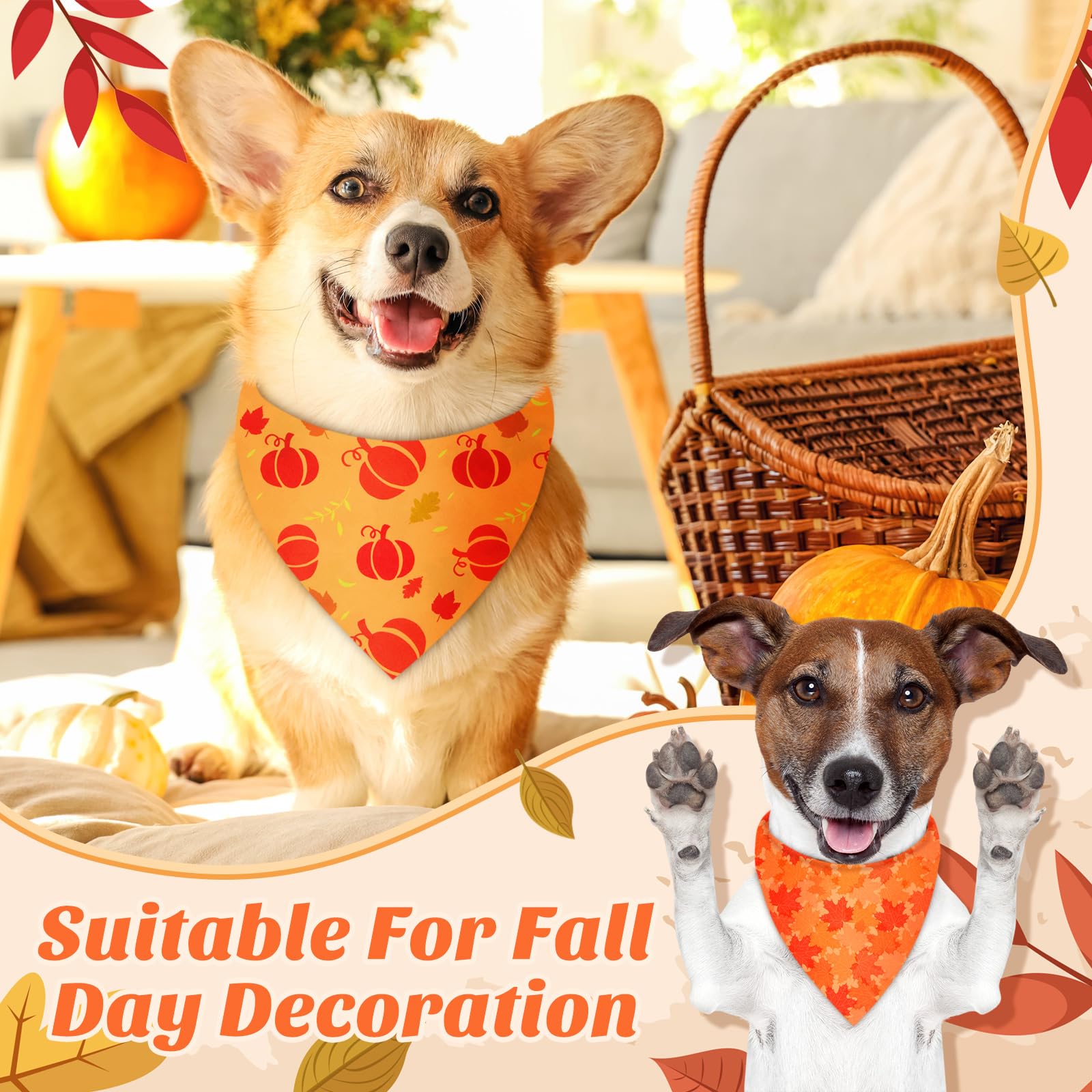 Chunful 30 Pcs Holiday Dog Bandanas Bulk for Fall Thanksgiving Halloween Christmas with Maple Leaves Pumpkin Ghost Snowman Seaso