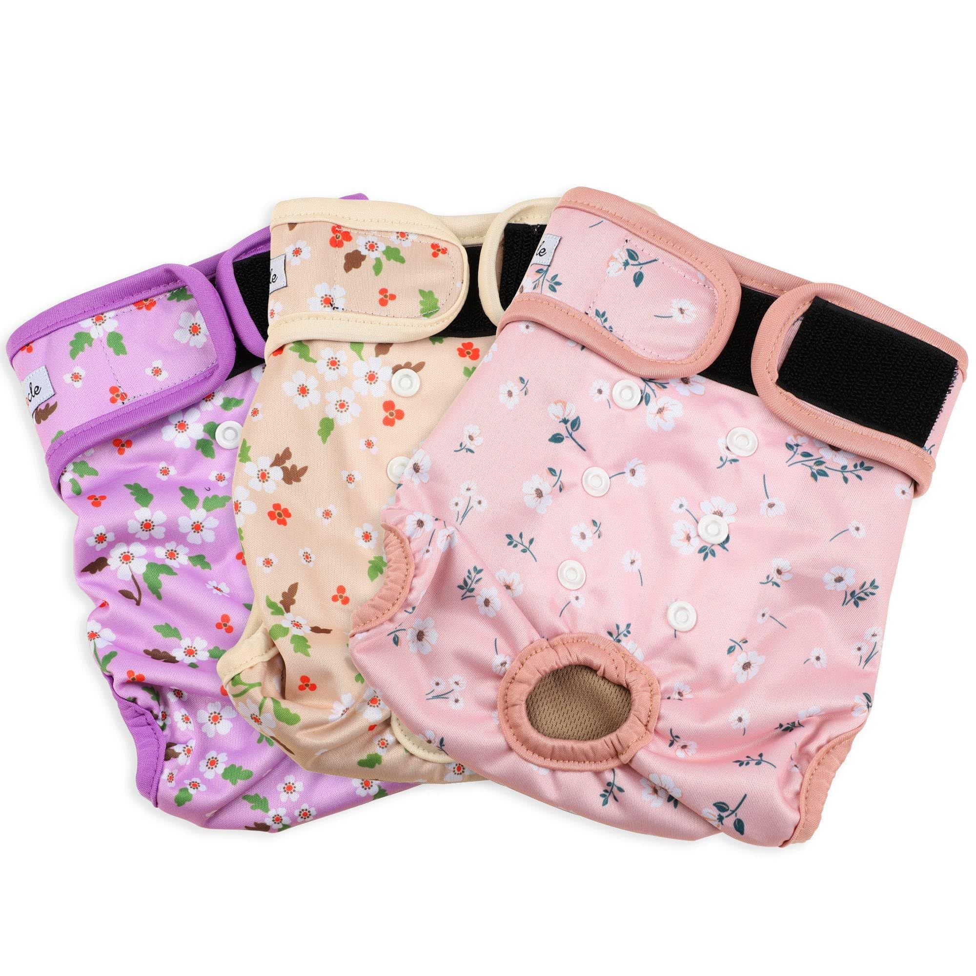 Grecle Female Dog Diapers - Premium Reusable Diapers For Doggie In Heat - Highly Absorbent Dog Diapers Female For Pet Incontinen