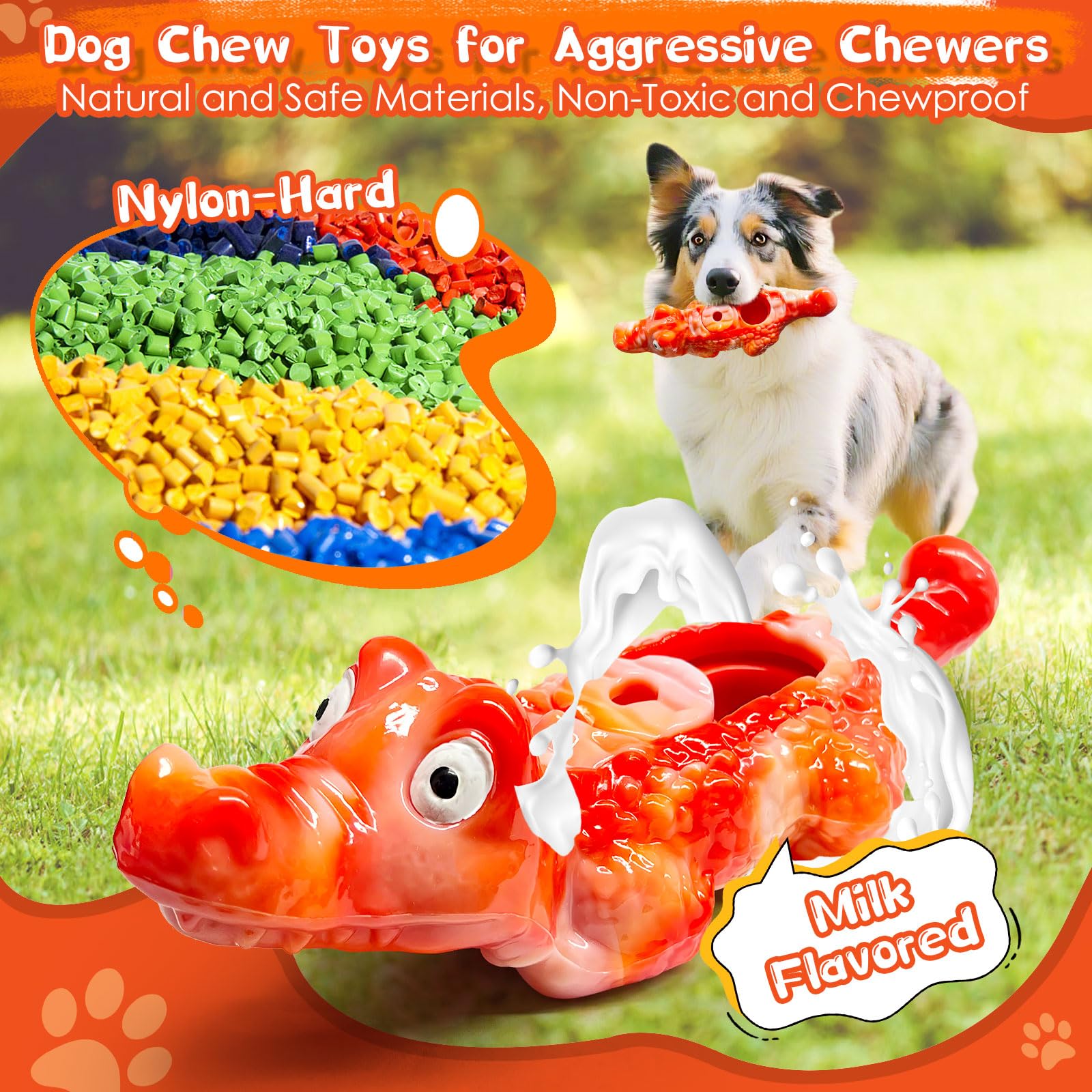 BellaWagg Dog Toy for Aggressive Chewers:Tough Almost Indestructible Chew Toys for Medium & Large Breeds,Treat Dispensing Dog Pu