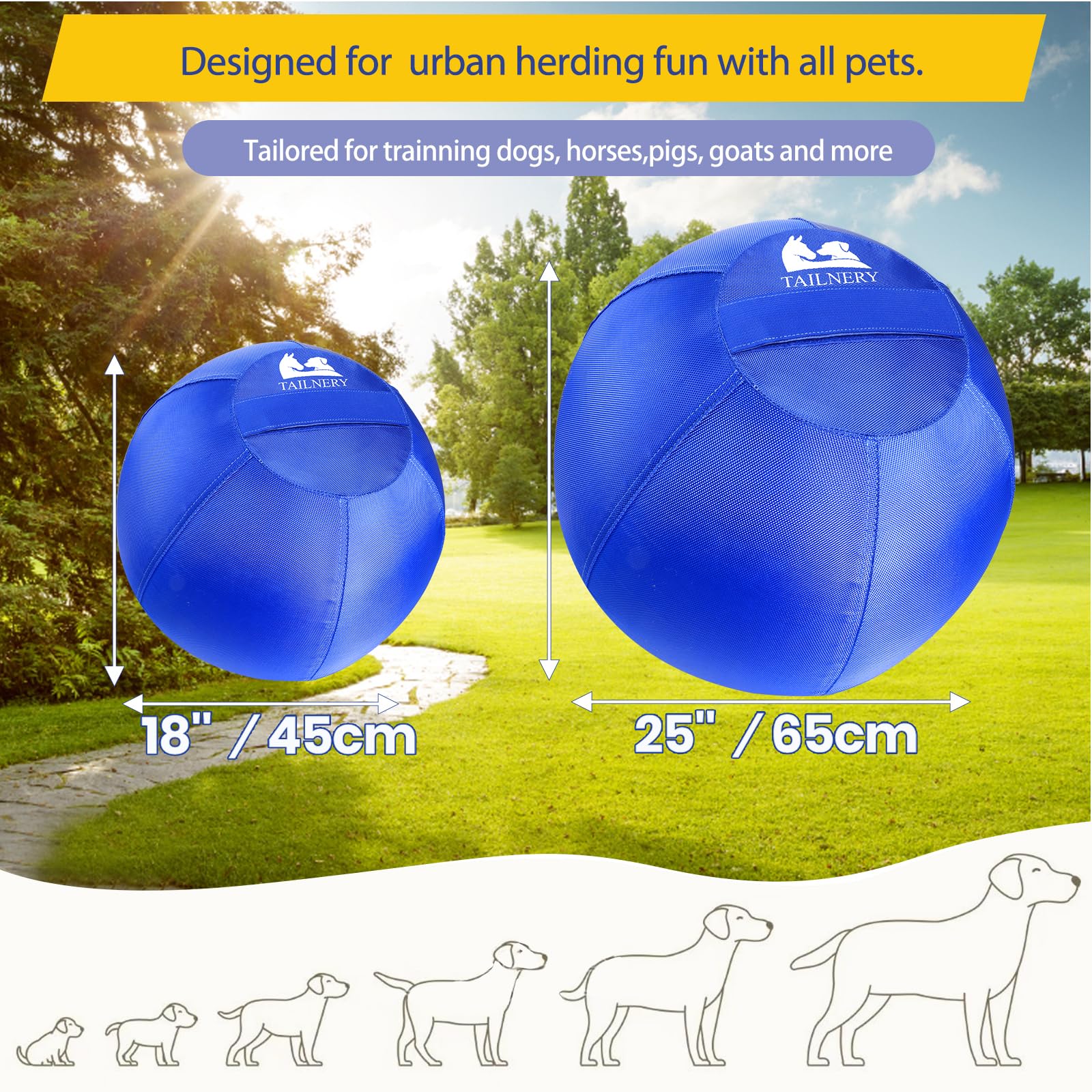 Herding Ball For Dogs - 25'' Durable Dog Herding Ball With Cover - Double Protection With Hook And Loop - Ideal For Medium To La