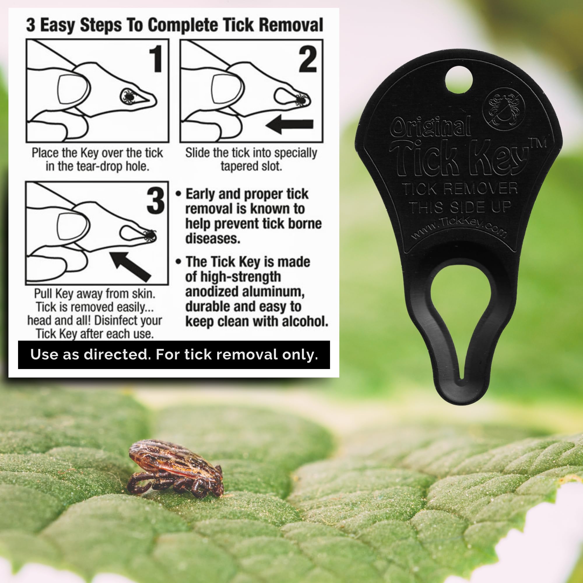 The Original Tick Key - Tick Detaching Device - Portable, Safe And Highly Effective Tick Detaching Tool (Black)