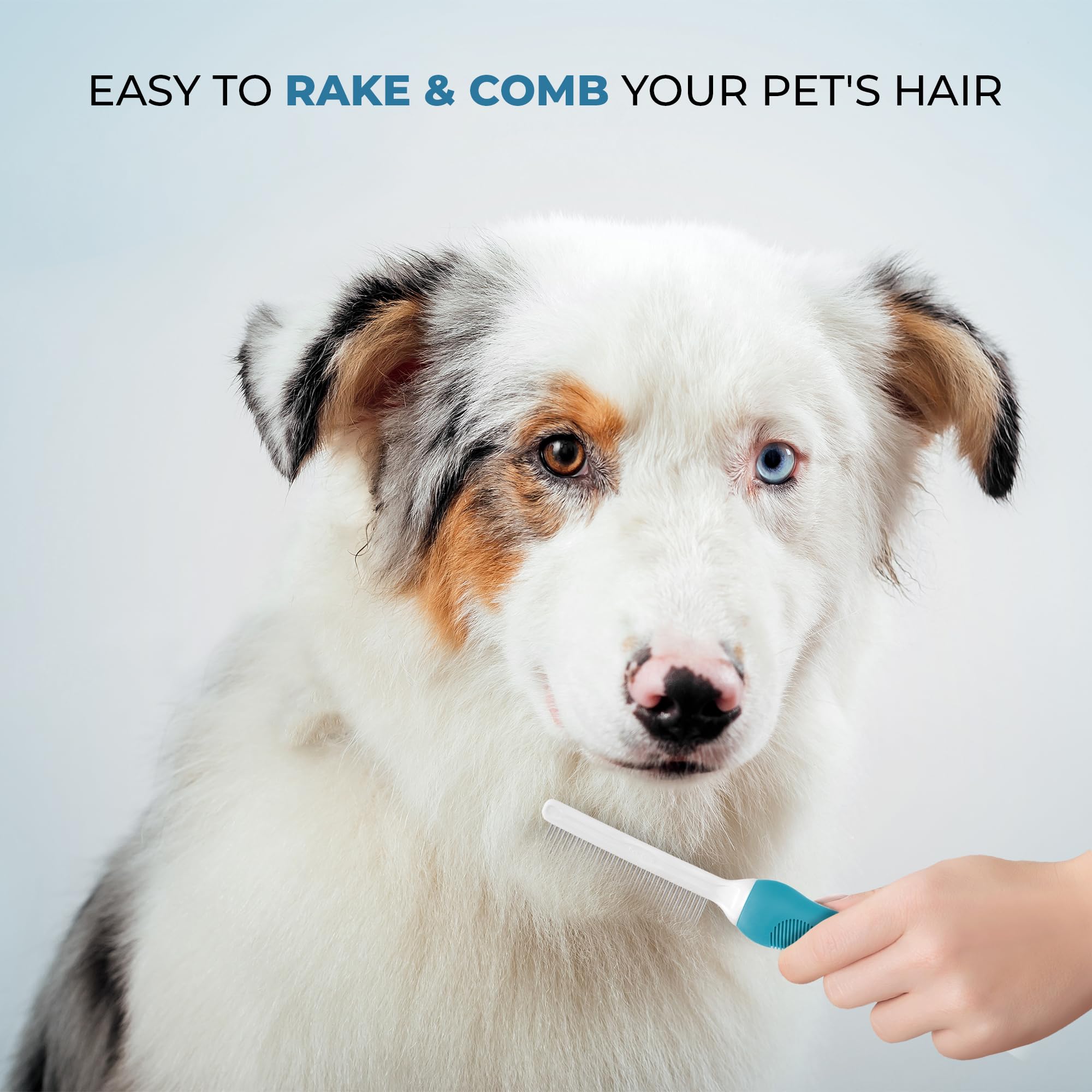 Poodle Grooming Comb - Metal Dematting Comb With Long & Short Stainless Steel Teeth For Removing Matted Hair & Knots, Safe And Gentle For Dogs & Cats