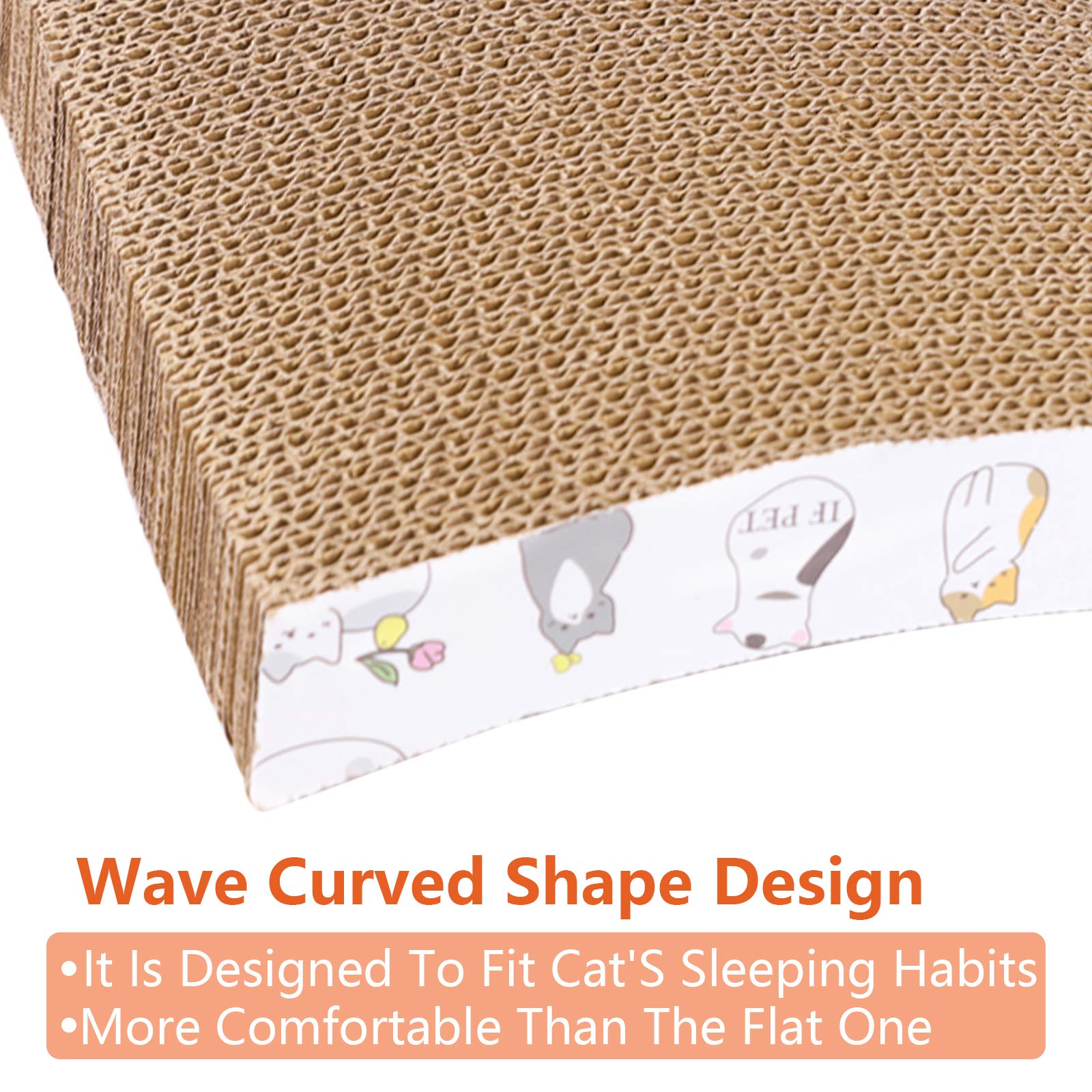 Patiencet 3 Pack Cat Scratcher Pad Recycle Corrugated Cat Scratching Pad Type S Cat Scratch Pad Lounger Sofa For Furniture Protector