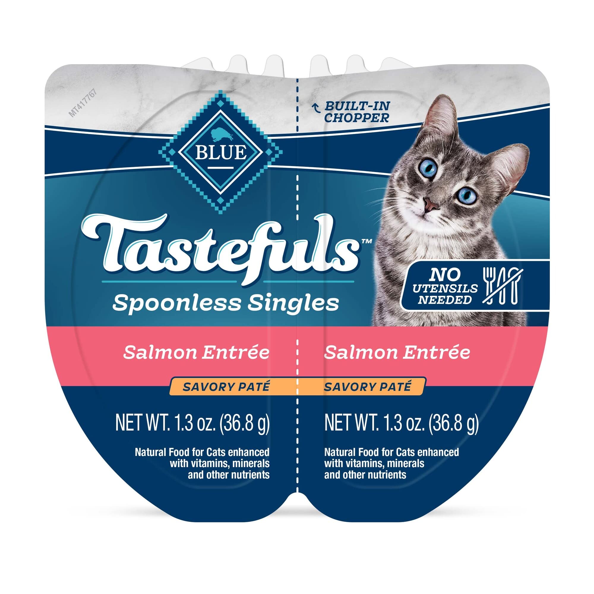 Blue Buffalo Tastefuls Spoonless Singles Natural Wet Cat Food Pat  , 2.6-oz Twin-Pack Trays, Salmon Entre   (24 Count)