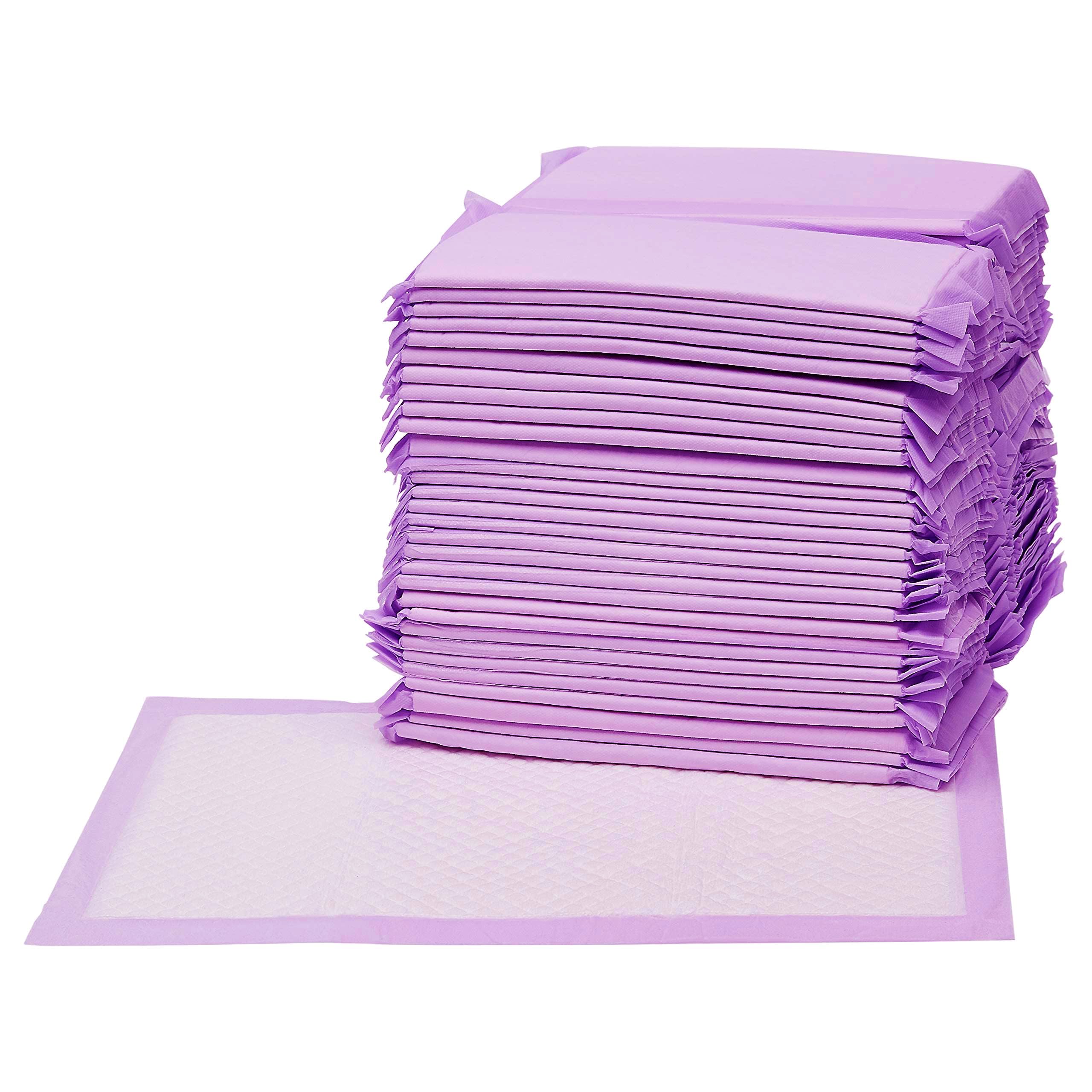 Amazon Basics Cat Litters Pee Pads, 40 Count, Universal Fit for Litter Box, Odor Control with Lemon Scent, Purple and White