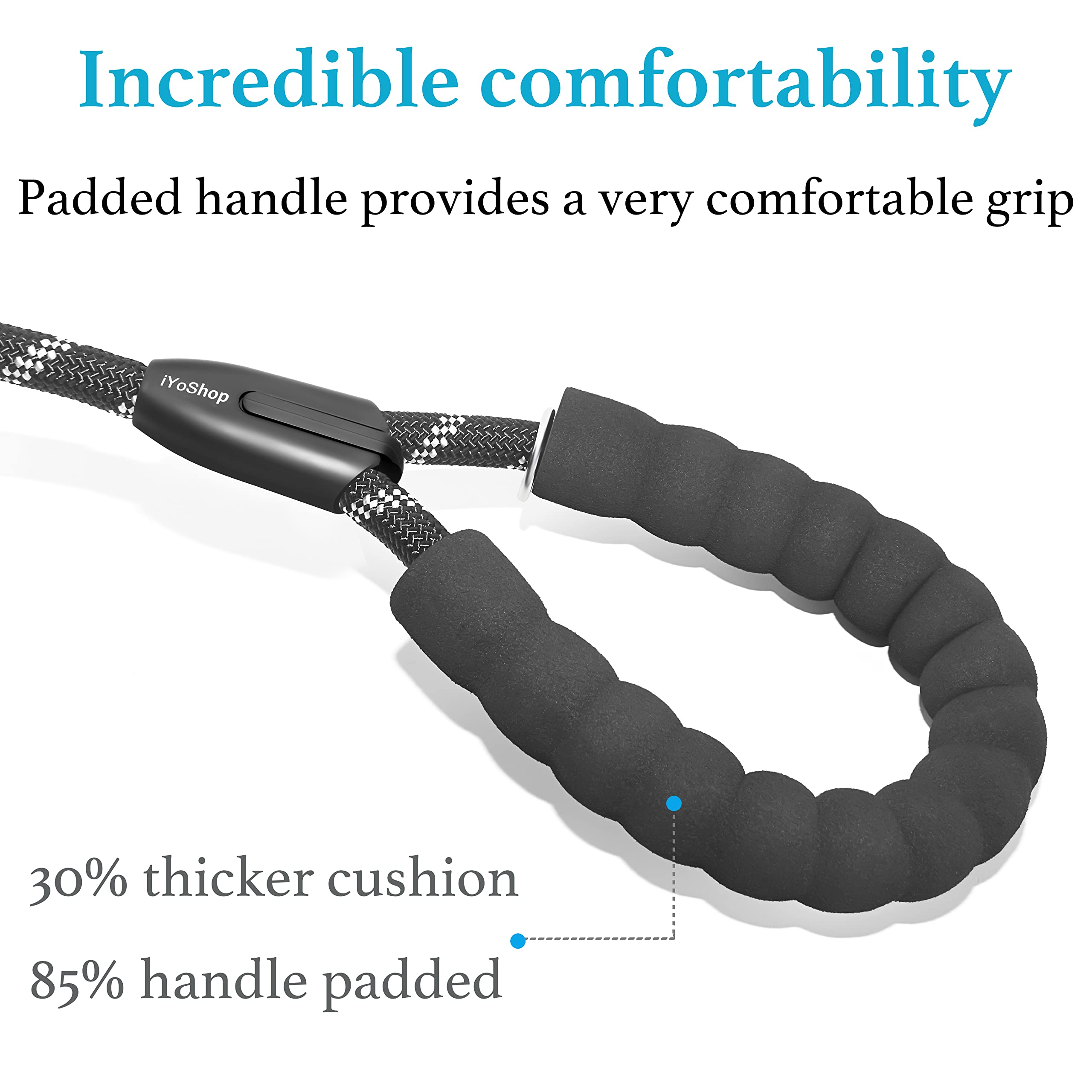Iyoshop Durable Slip Lead Dog Leash With Padded Handle And Highly Reflective Threads, No Pull Dog Training Leash, (3/8'' X 6 Ft,