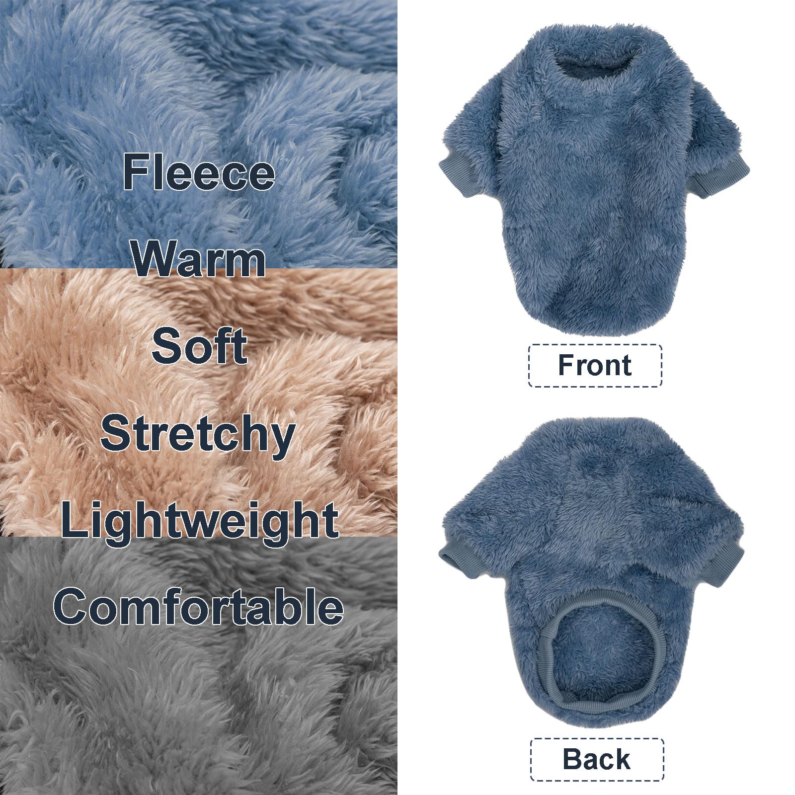 Kyaringtso Dog Sweater, 3 Pack Dog Sweaters For Small Dogs, Dog Clothes For Small Dogs Girl Boy, Ultra Soft And Warm Puppy Sweater Dog Coat For Winter Christmas (Medium, Blue+Lt Coffee+Dark Grey)
