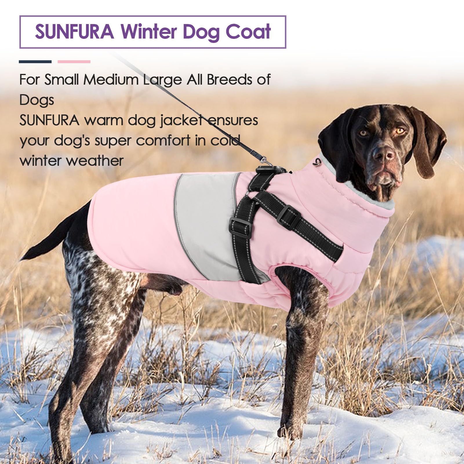 Sunfura Dog Coat, Xxxl Dog Jacket Winter With Harness Built In, Waterproof Pet Snow Jacket With Furry Collar For Chilly Day, Ref